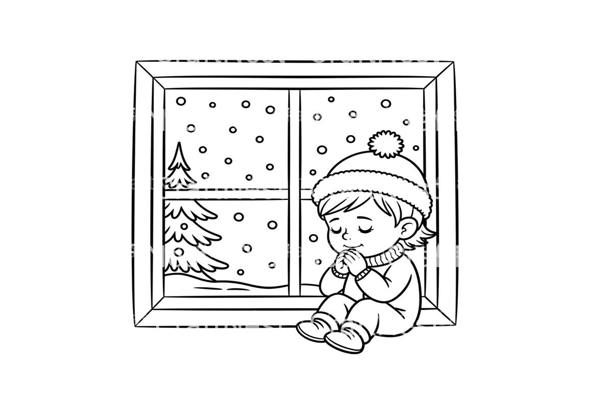 Winter Meditation Scene Coloring Books