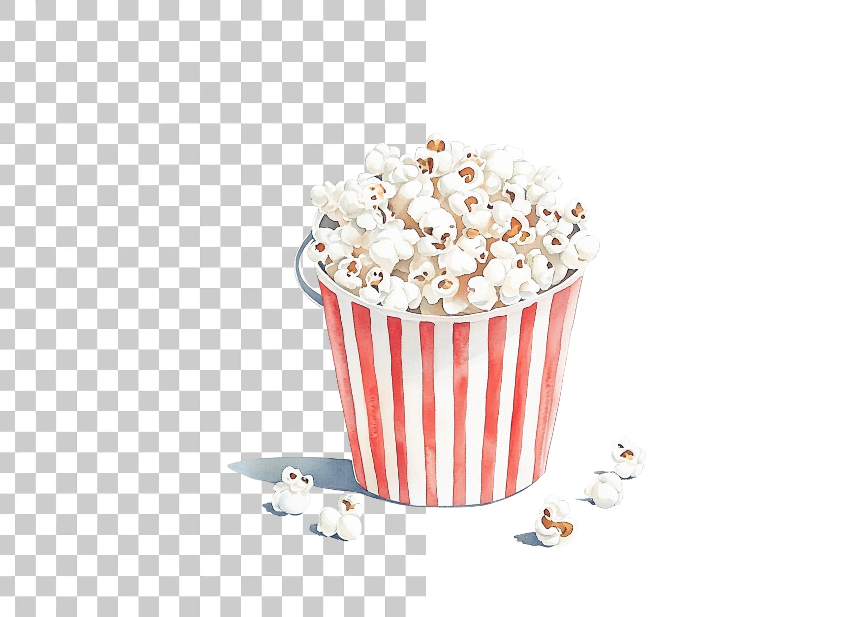 Striped Popcorn Buckets Clipart Bundle