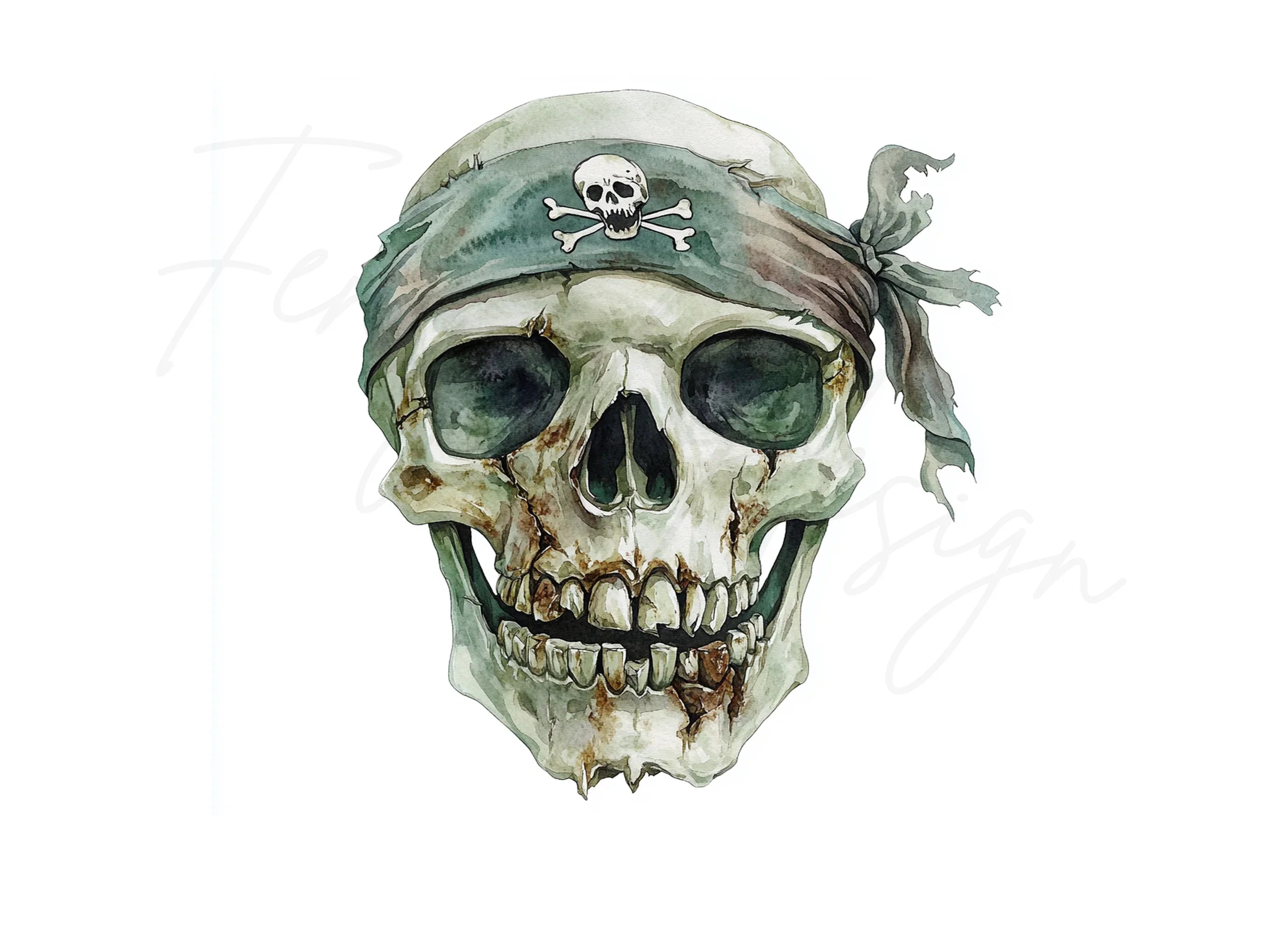Pirate Skull with Bandana Clipart Bundle