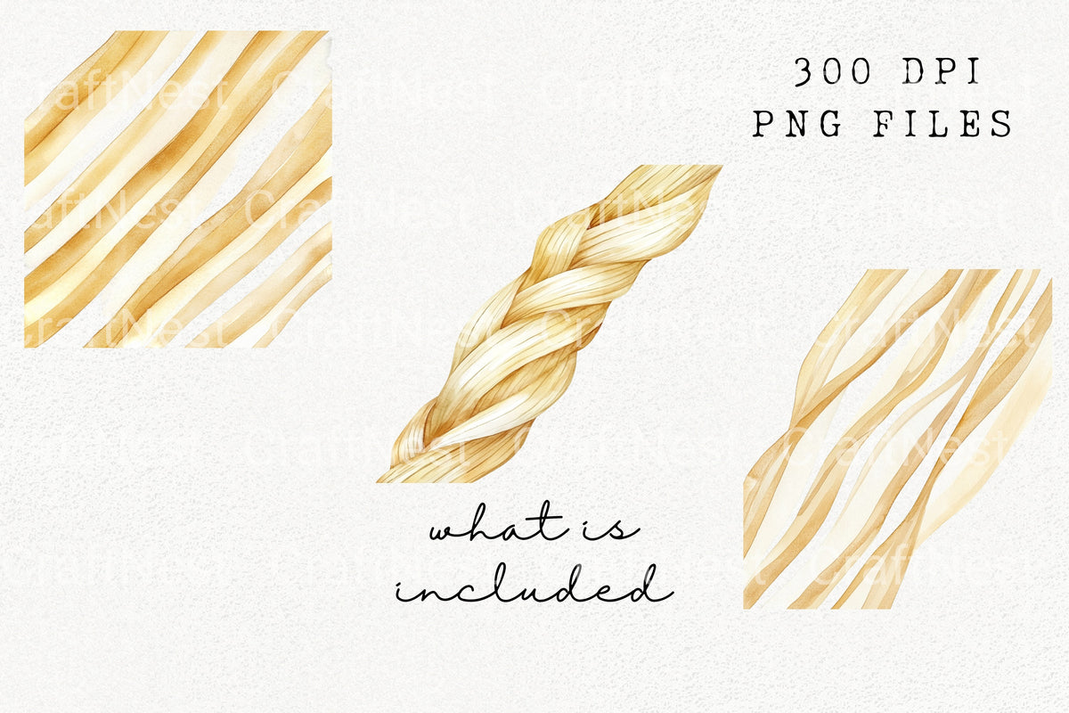 Braided Hair And Waves Clipart Bundle