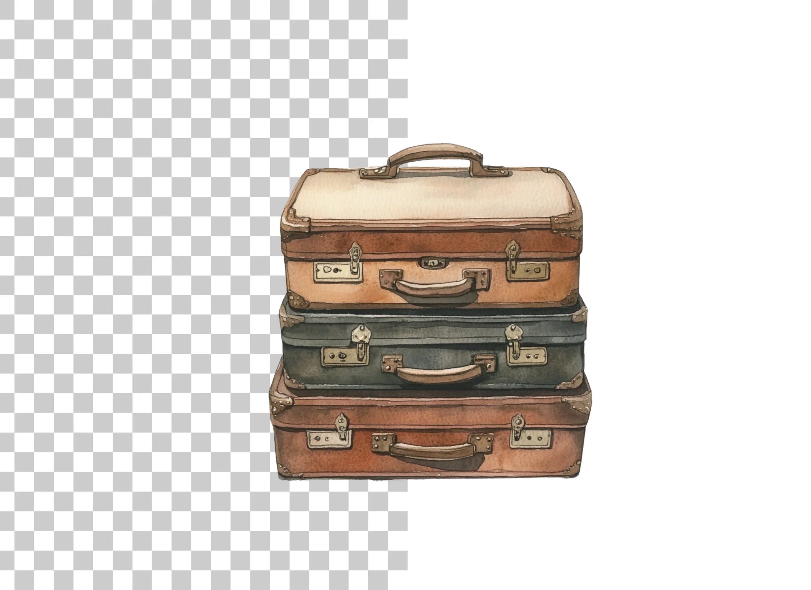 Vintage Suitcase Stack Clipart Bundle