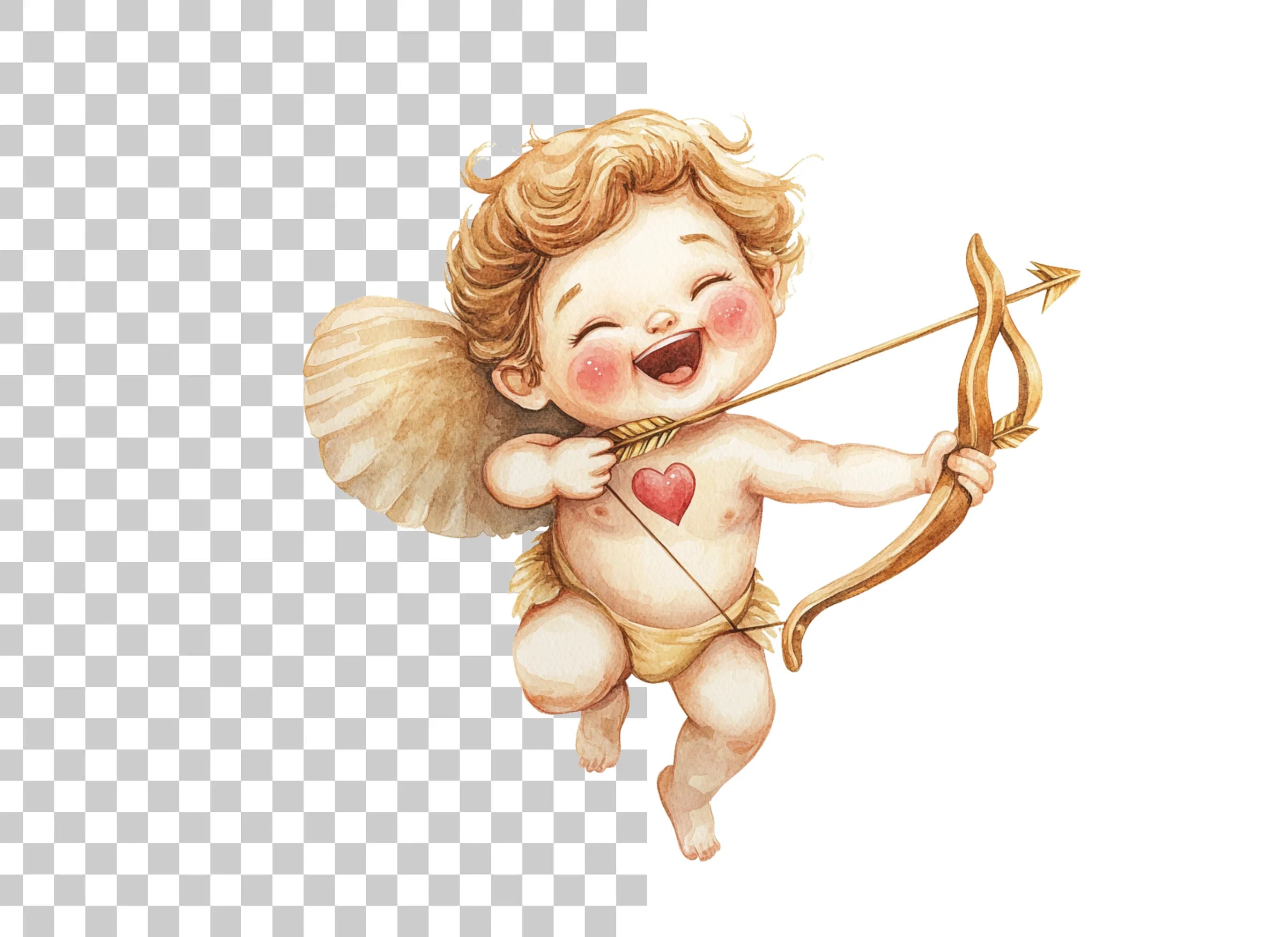 Playful Cupid with Bow and Arrow Clipart Bundle