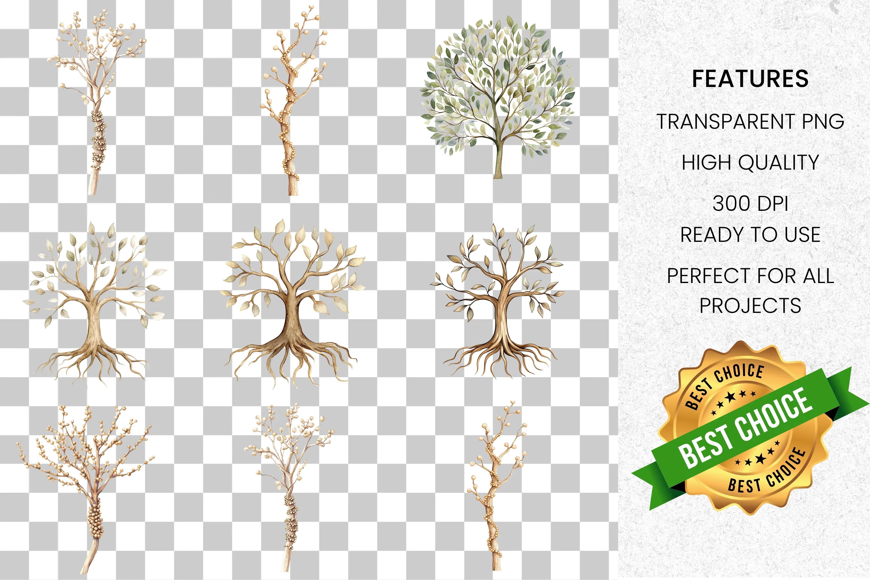 Tree Root Botanical Clipart Bundle
