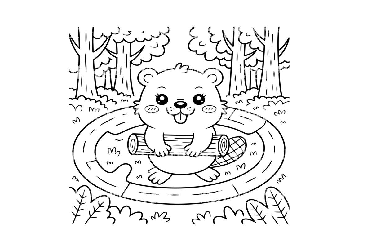 Cute Beaver Forest Adventure Coloring Books