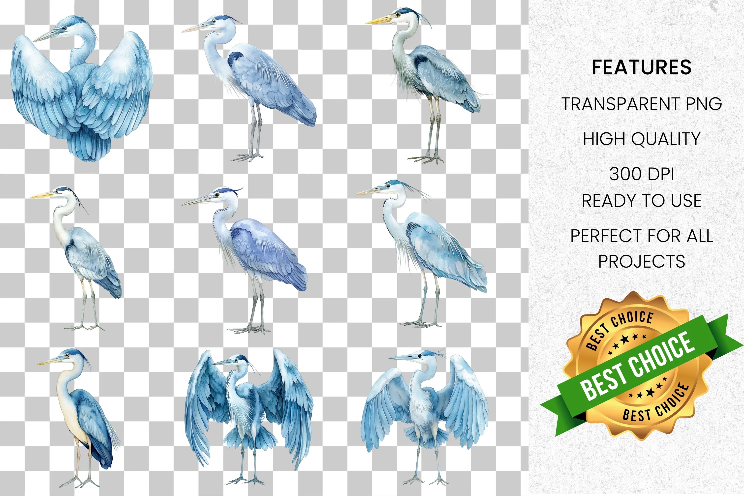 Elegant Heron Clipart Bundle