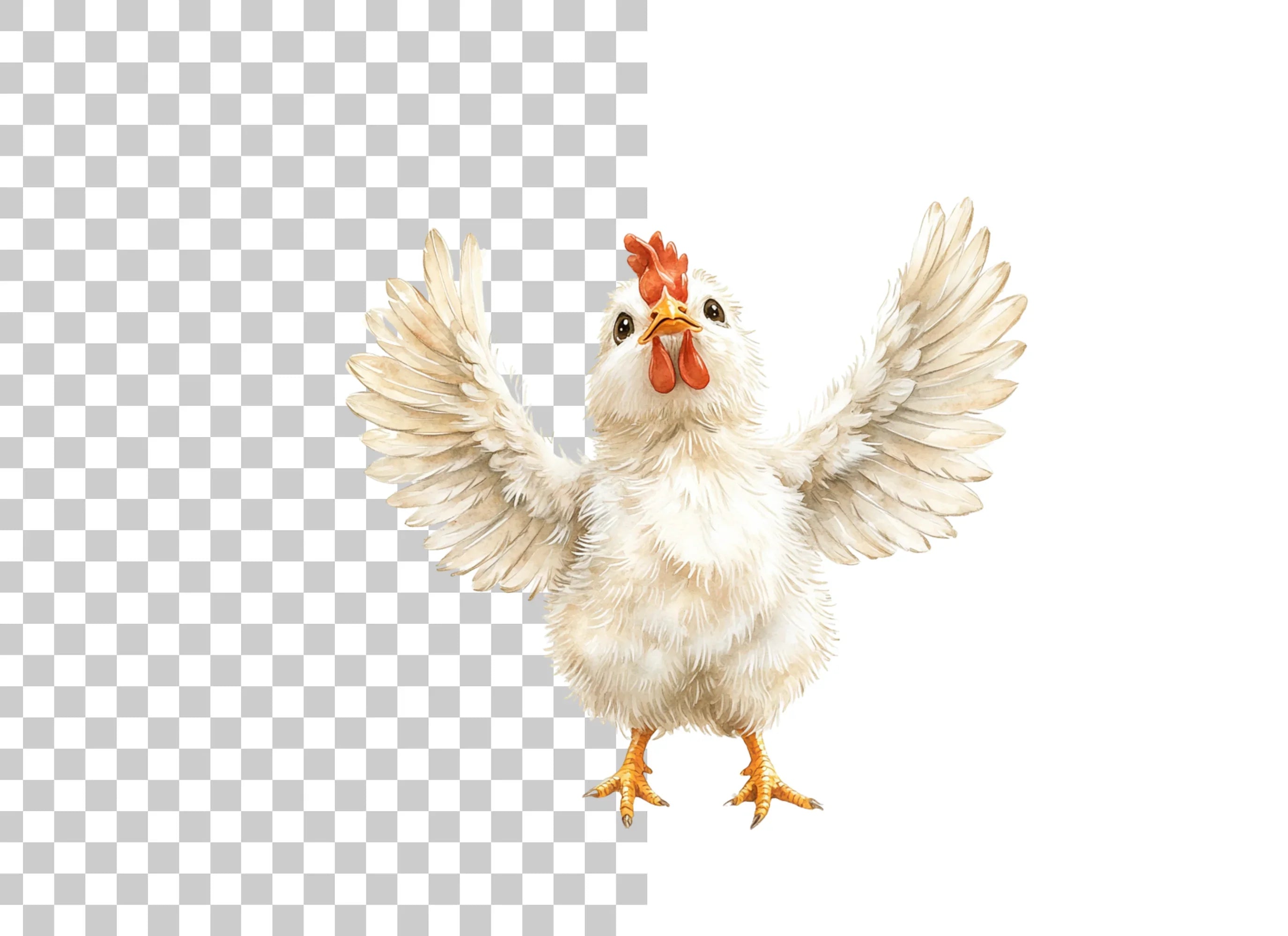 Cute White Chicken Clipart Bundle