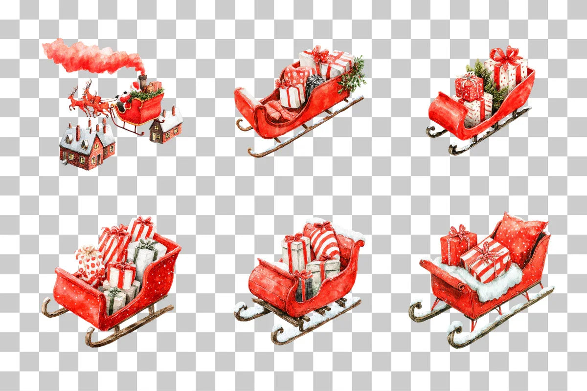 Santa Sleigh Gift Clipart Bundle - CraftNest - Digital Crafting and Art