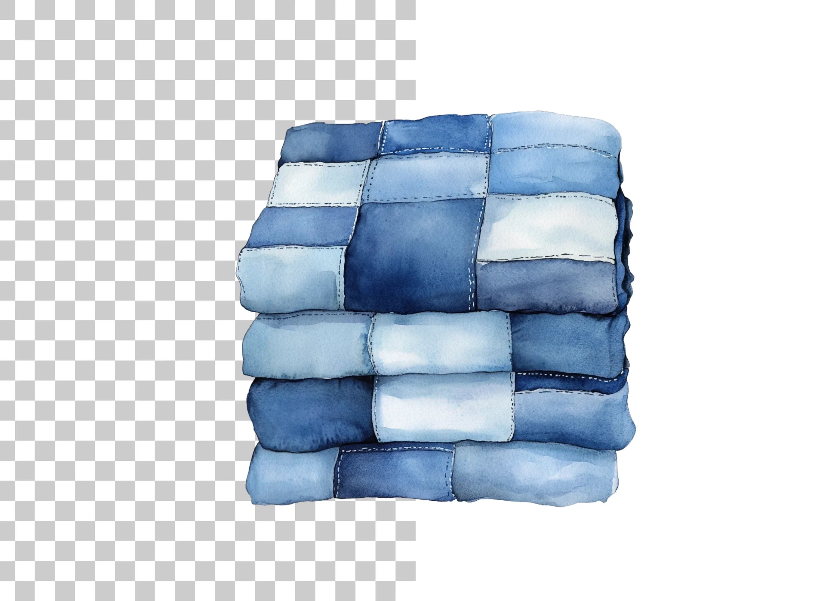 Blue Patchwork Quilt Clipart Bundle