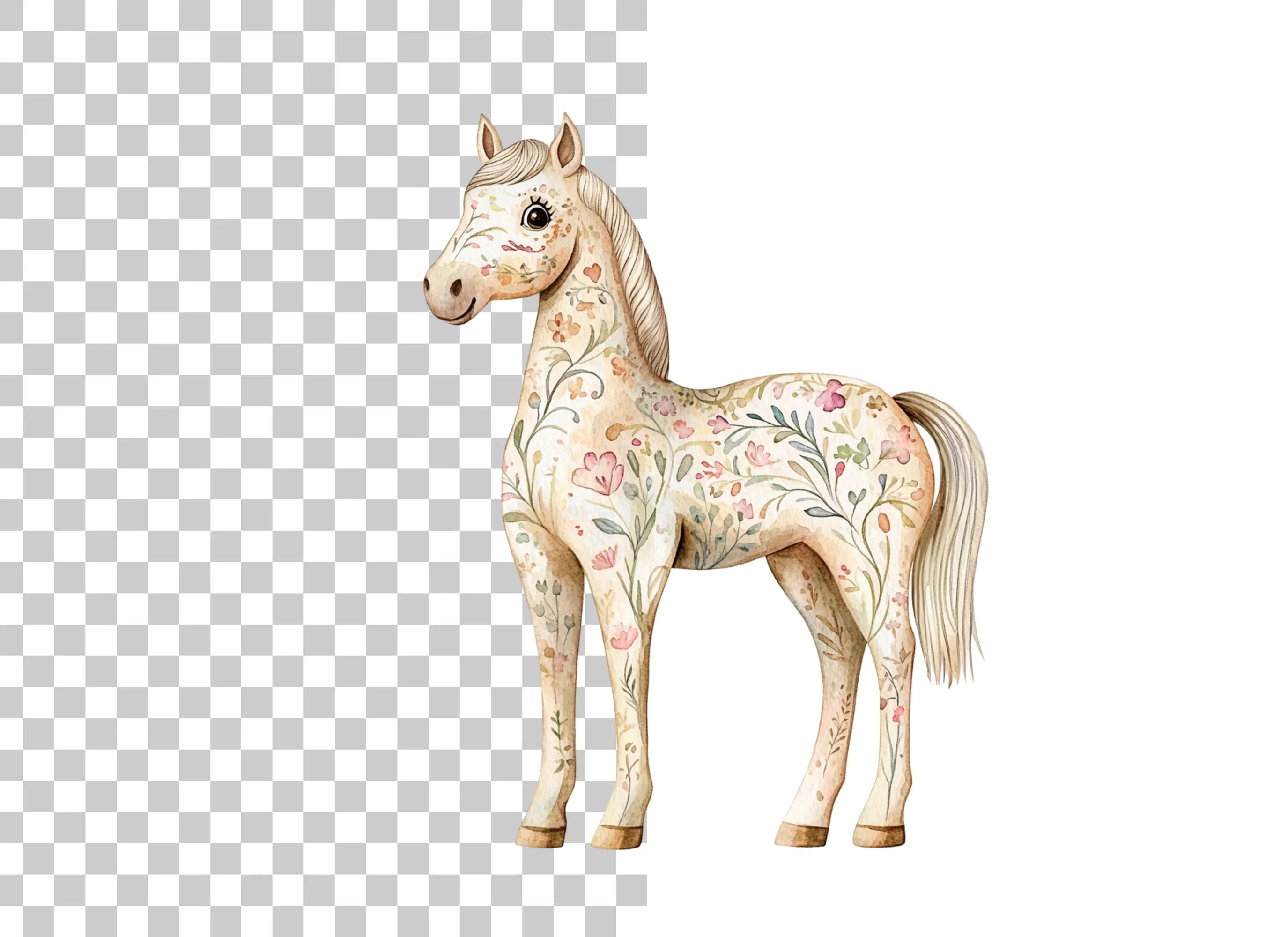Floral Horses Clipart Bundle
