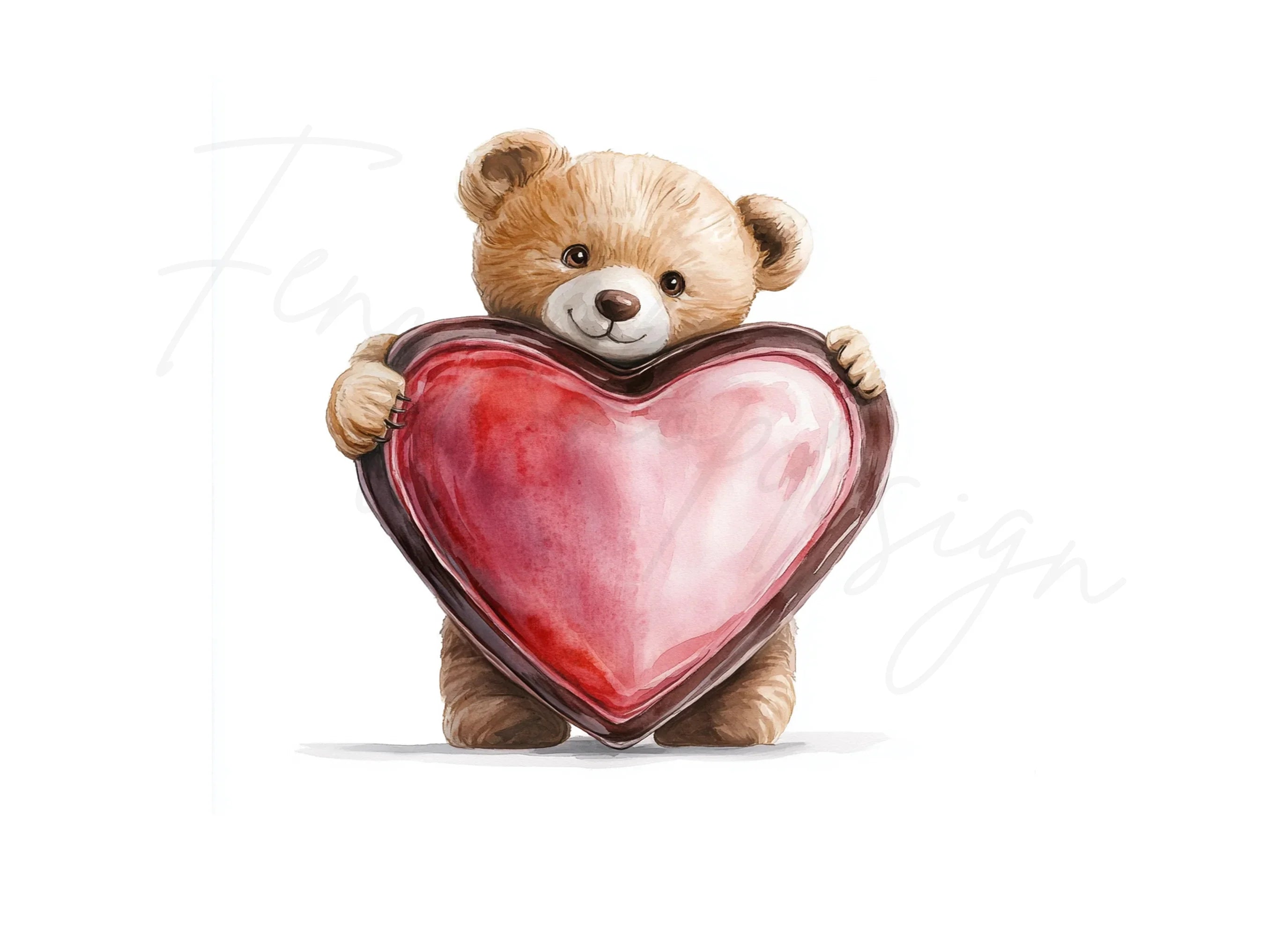 Cute Teddy Bear Holding Heart Clipart Bundle