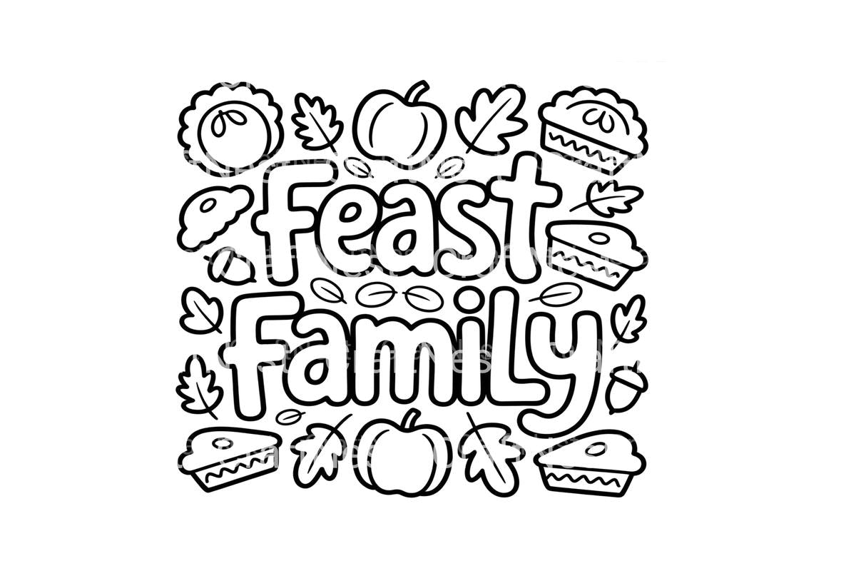 Feast Family Thanksgiving Coloring Books