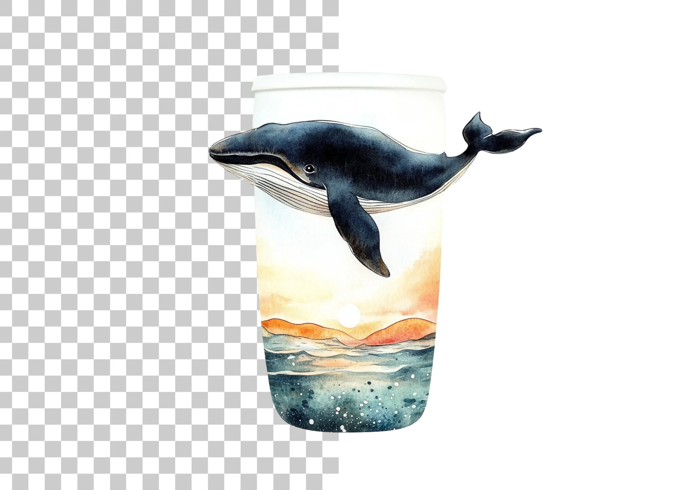 Whale Sunset Tumbler Clipart Bundle