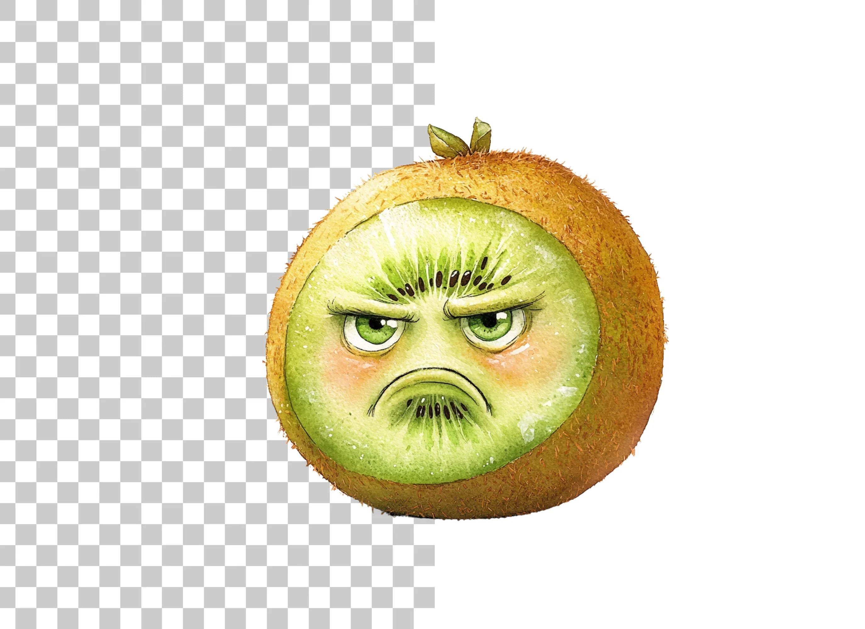 Funny Angry Kiwi Fruit Clipart Bundle