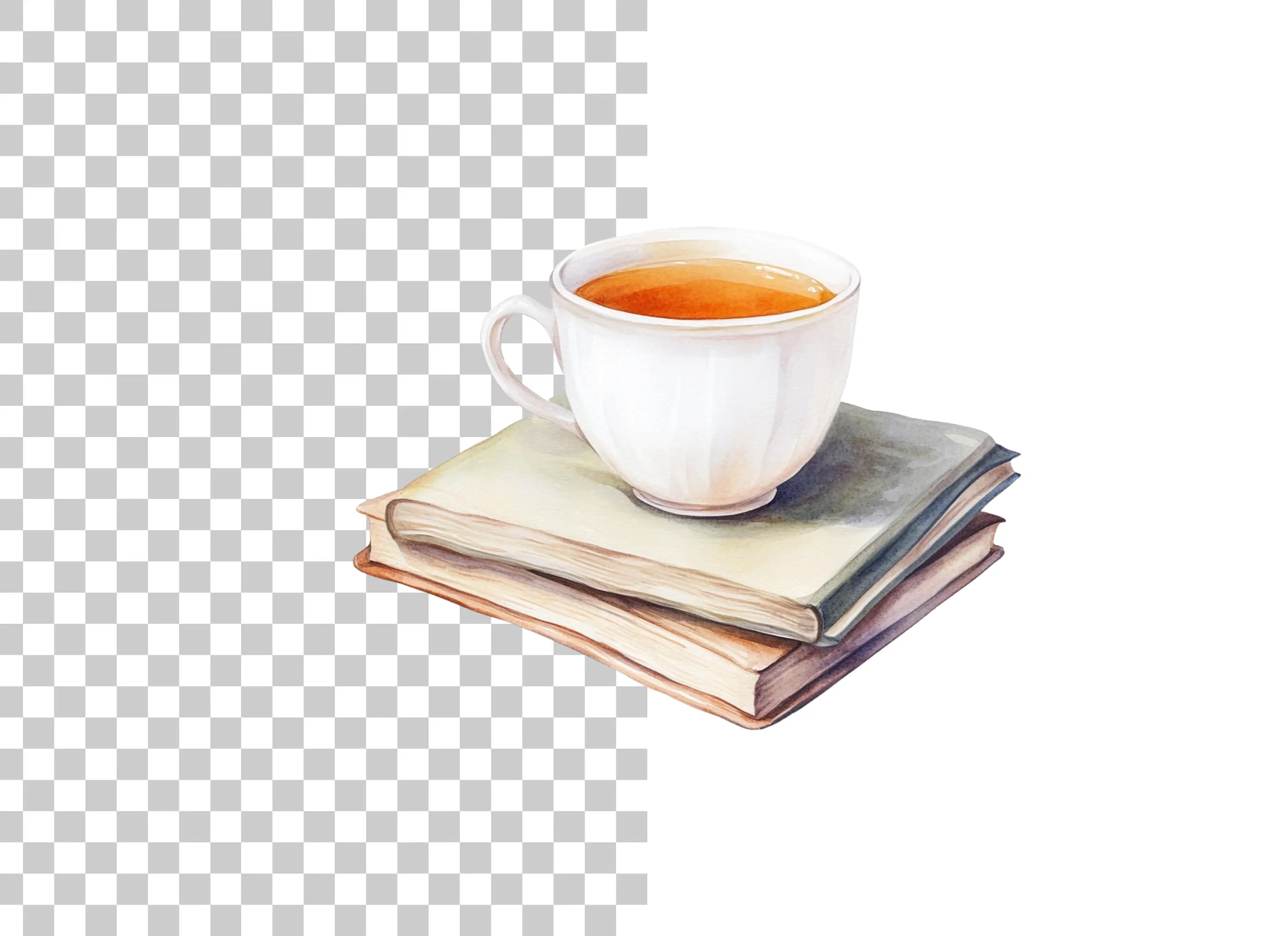 Tea Cups and Books Clipart Bundle