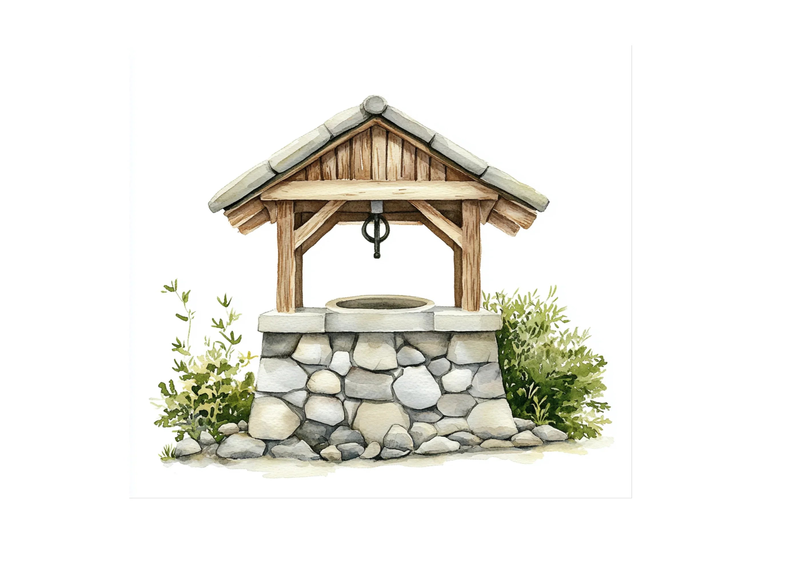 Rustic Wishing Well Clipart Bundle