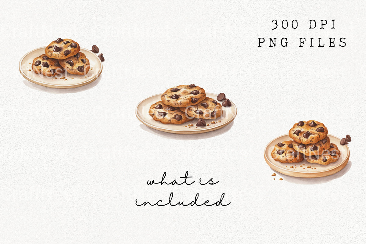 Delicious Chocolate Chip Cookies Clipart Bundle