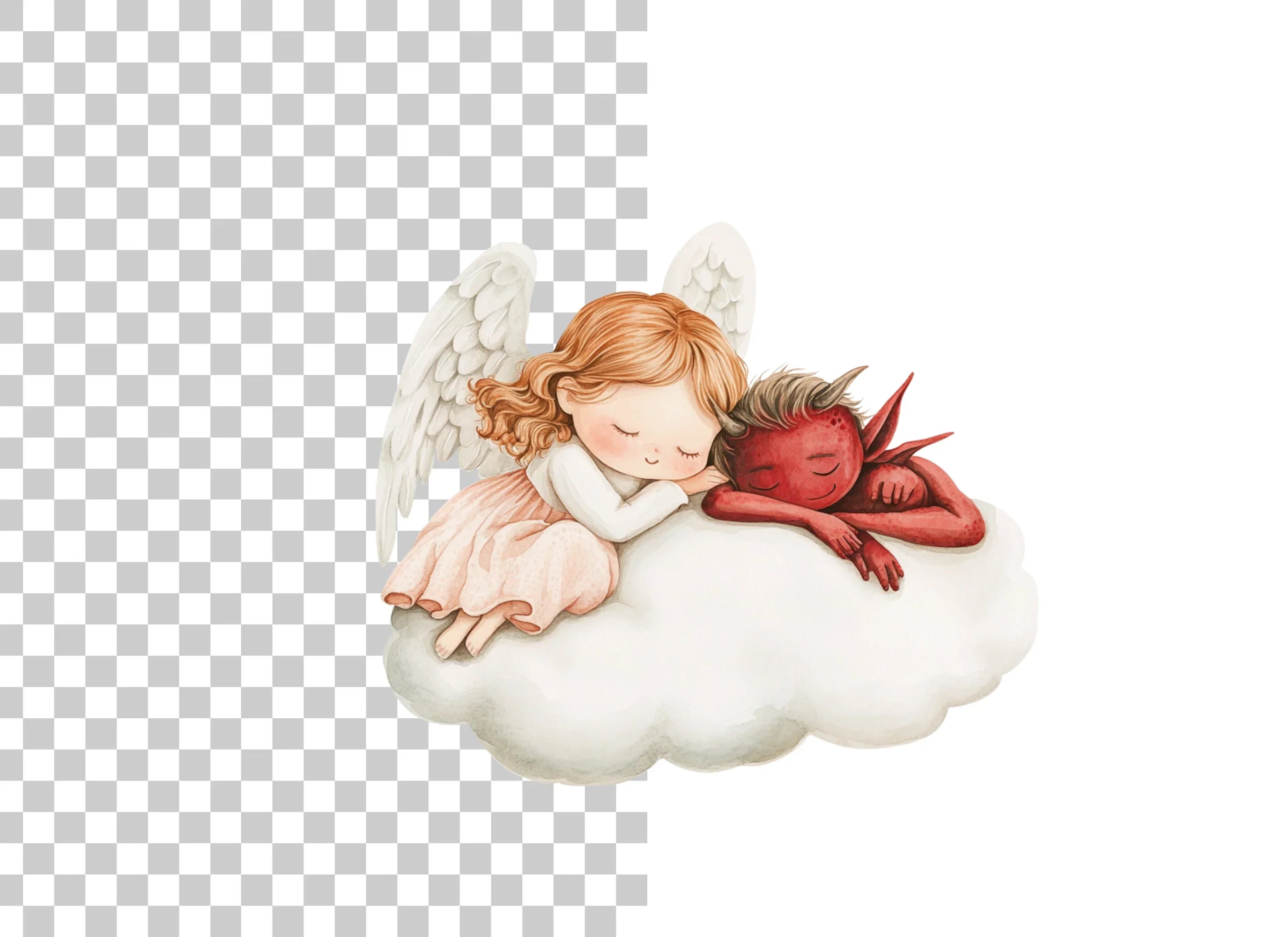 Sleeping Angels and Devils Clipart Bundle