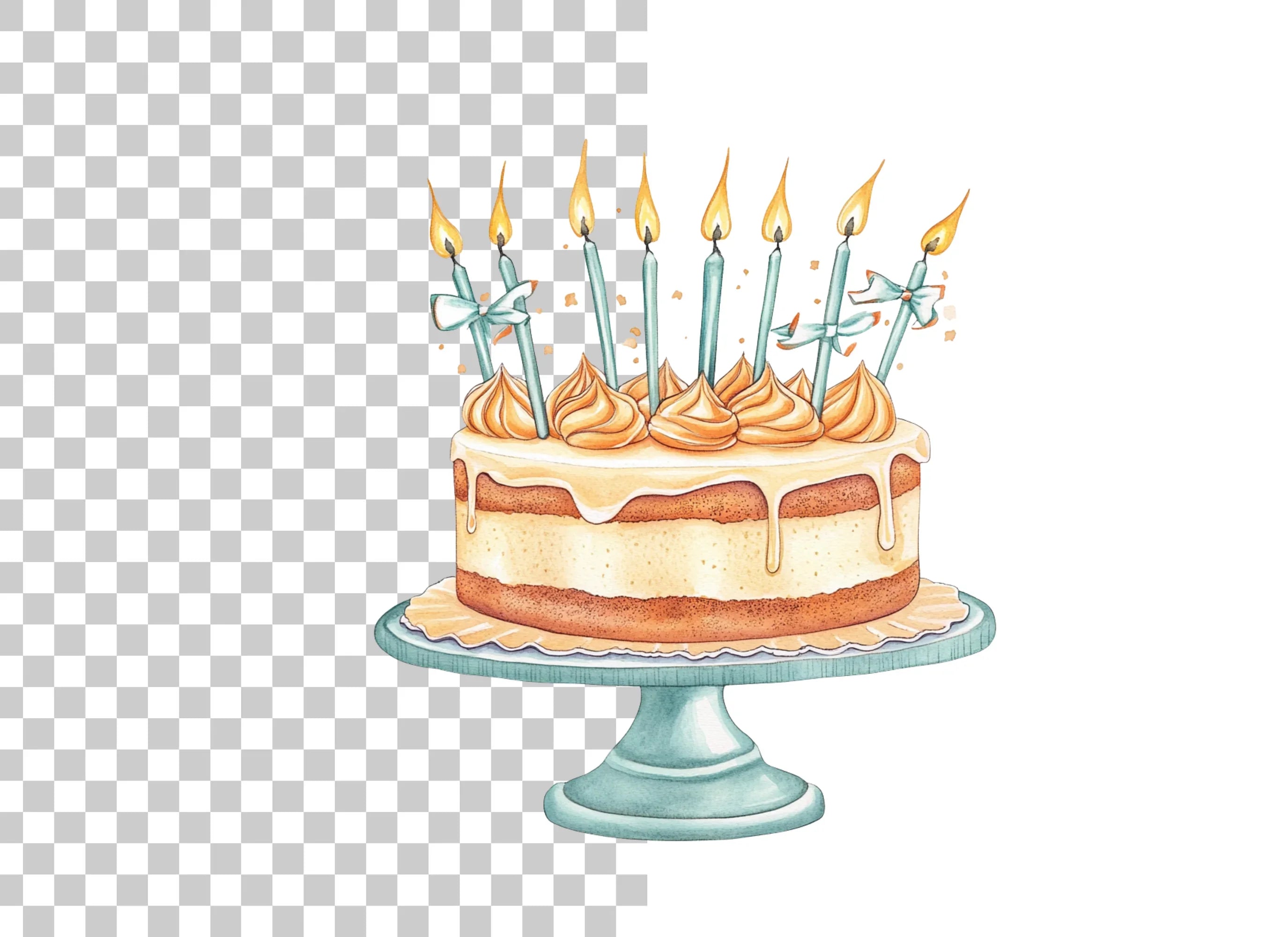 Birthday Cake with Candles Clipart Bundle