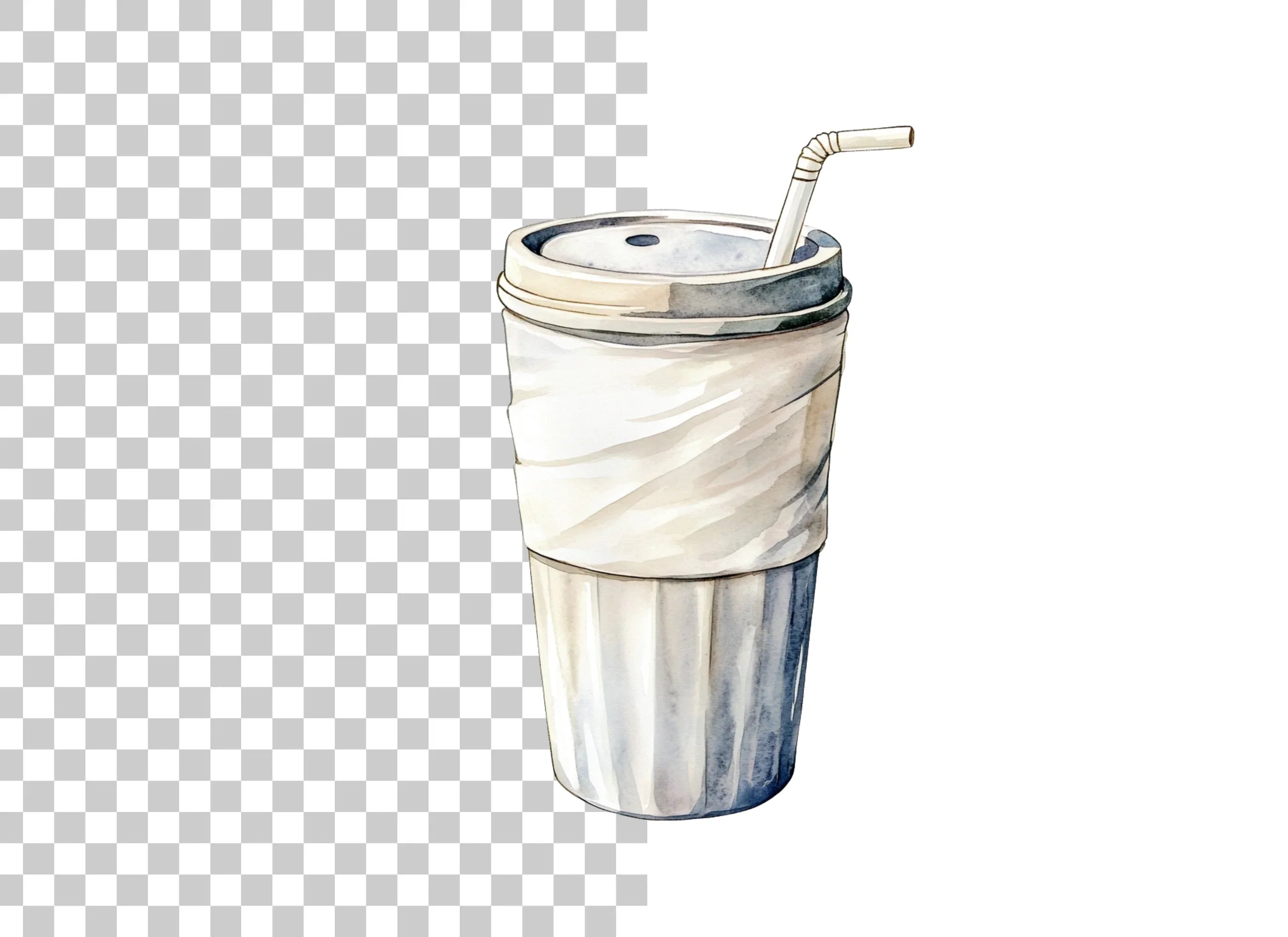 Coffee Cup with Straw Clipart Bundle