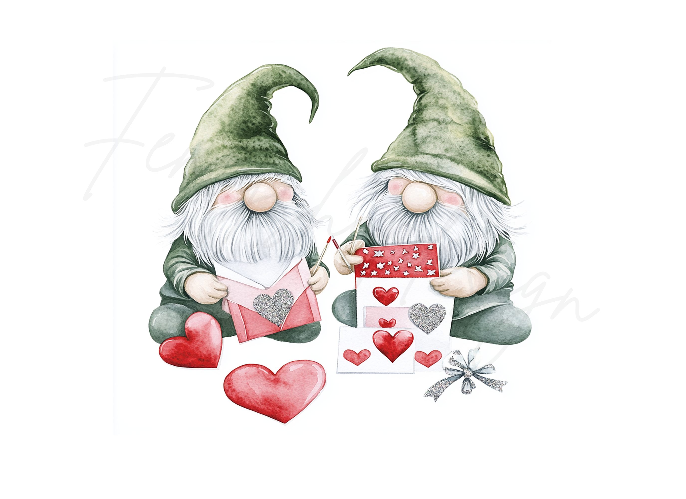 Valentine Gnomes with Hearts Clipart Bundle
