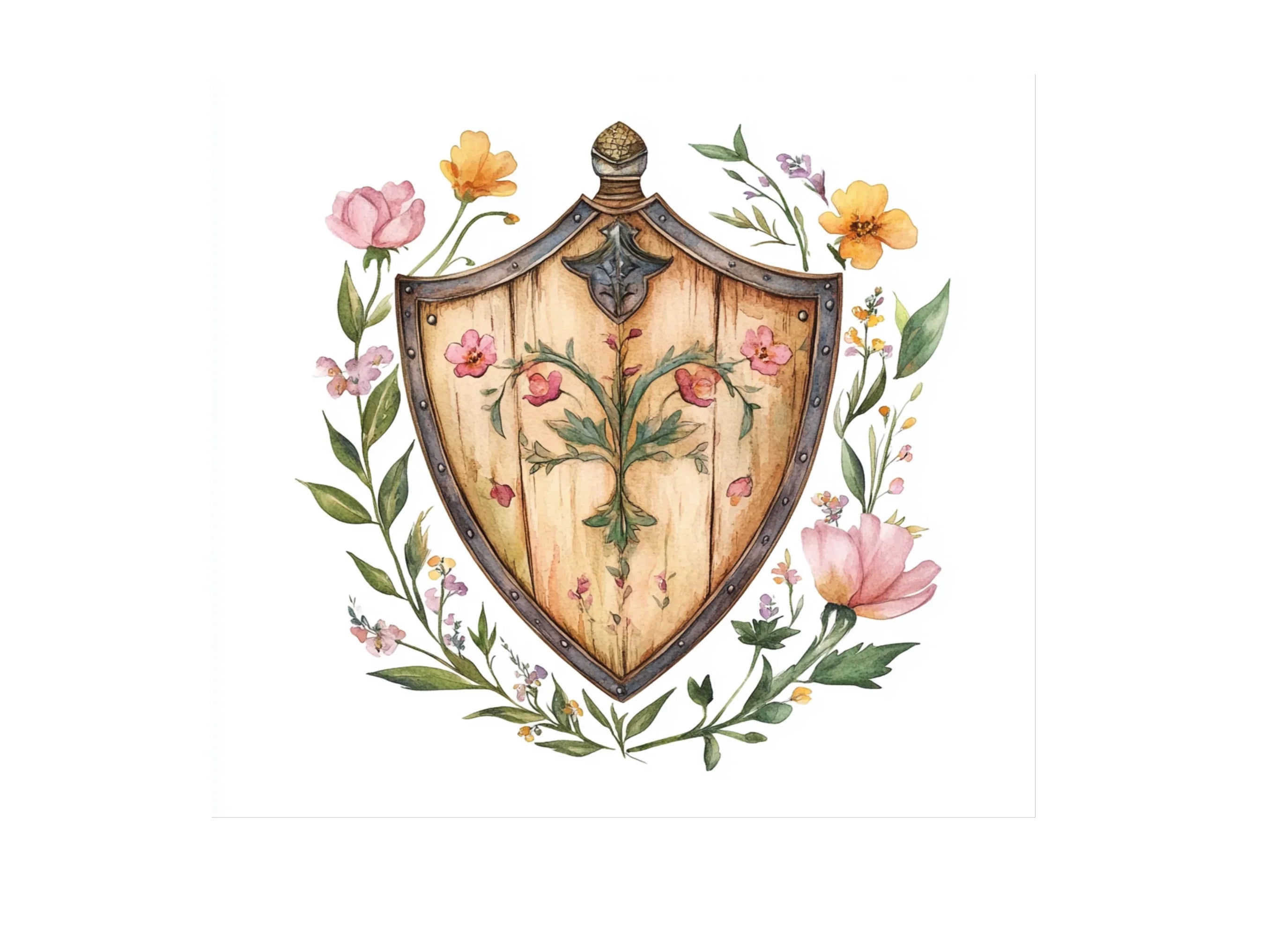 Decorative Floral Shields Clipart Bundle