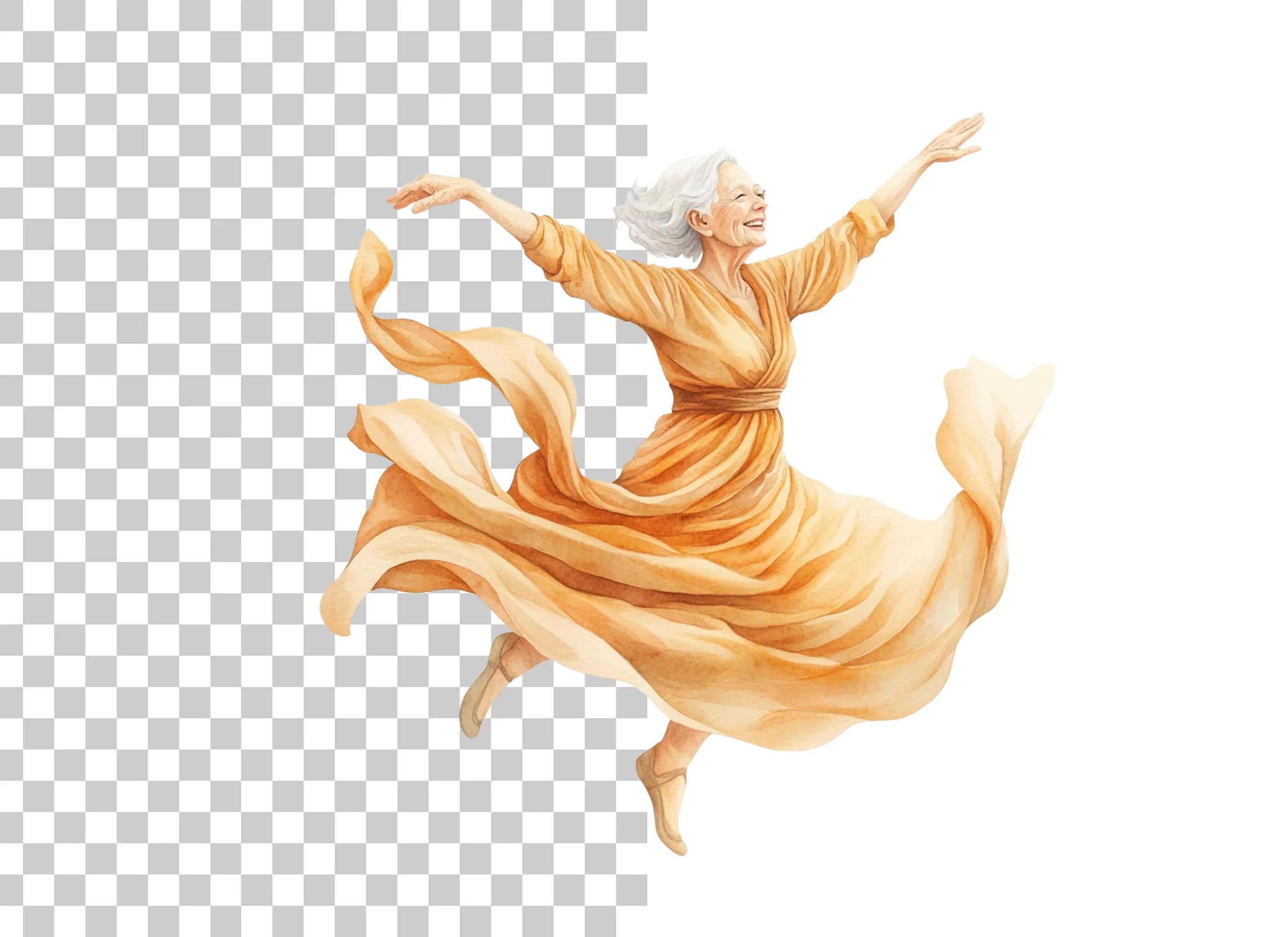 Joyful Senior Ballerina Clipart Bundle