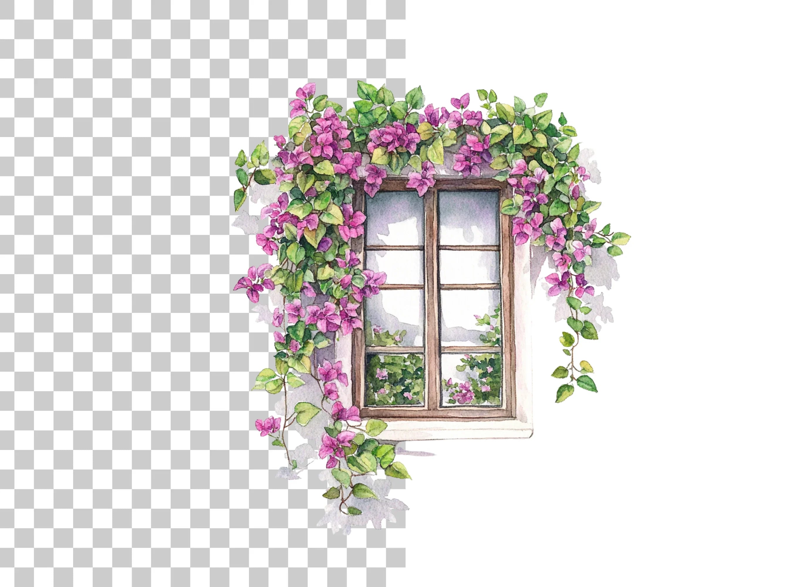 Window with Bougainvillea Clipart Bundle
