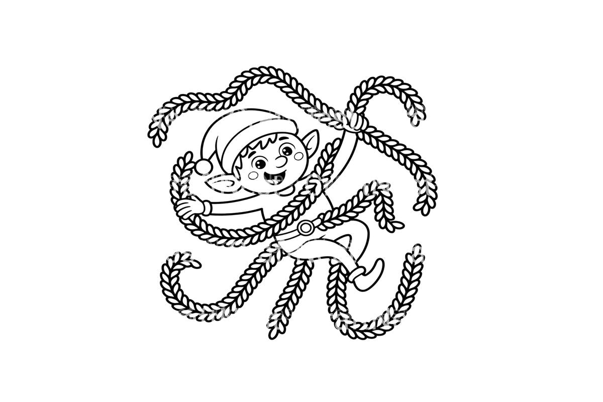 Playful Elf with Knitted Rope Coloring Books
