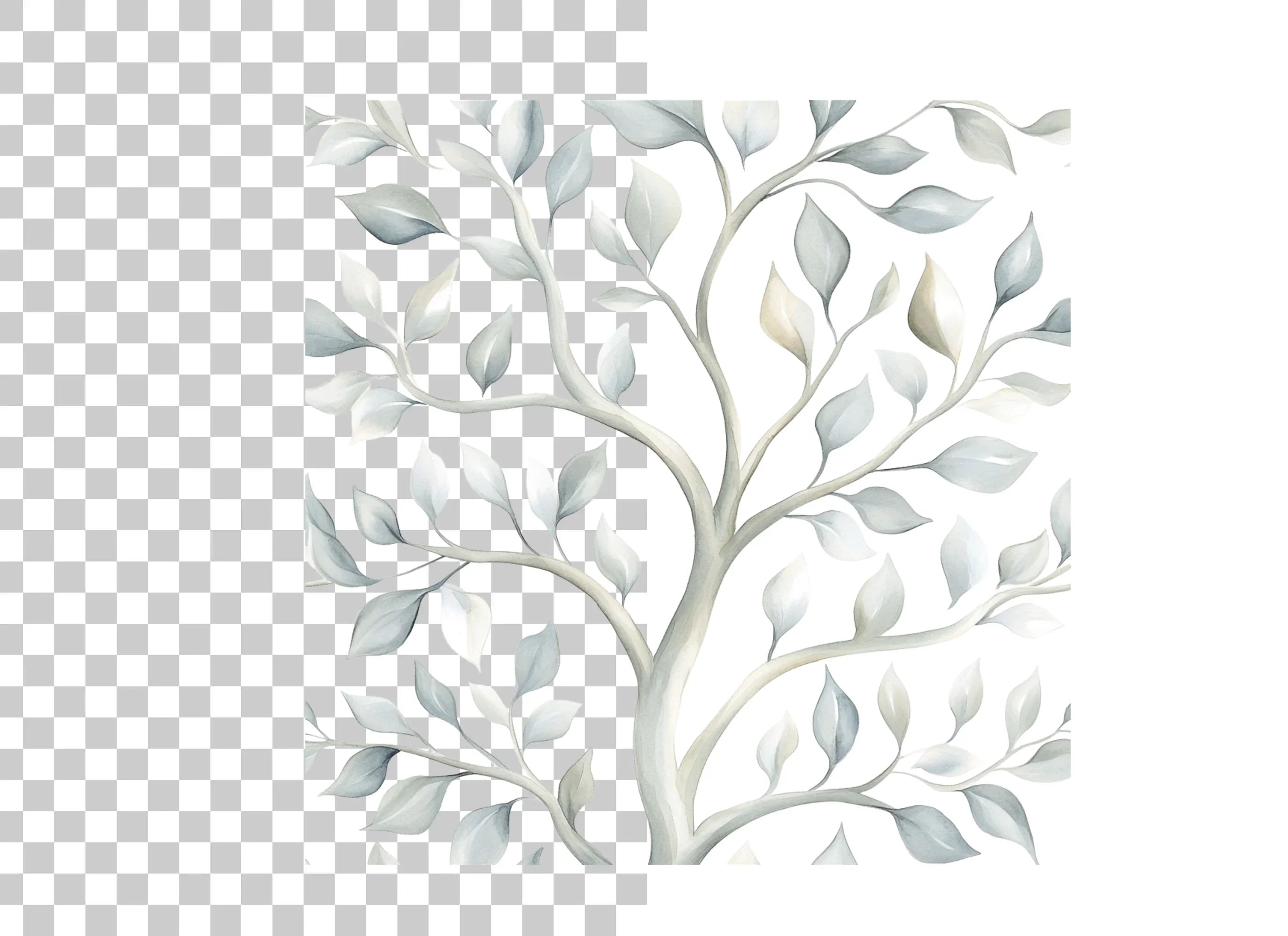 Elegant White Tree Clipart Bundle