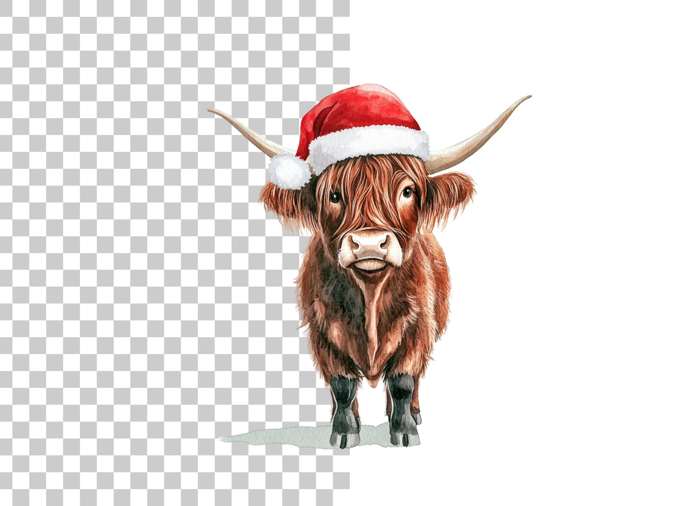 Festive Highland Calf Christmas Clipart Bundle