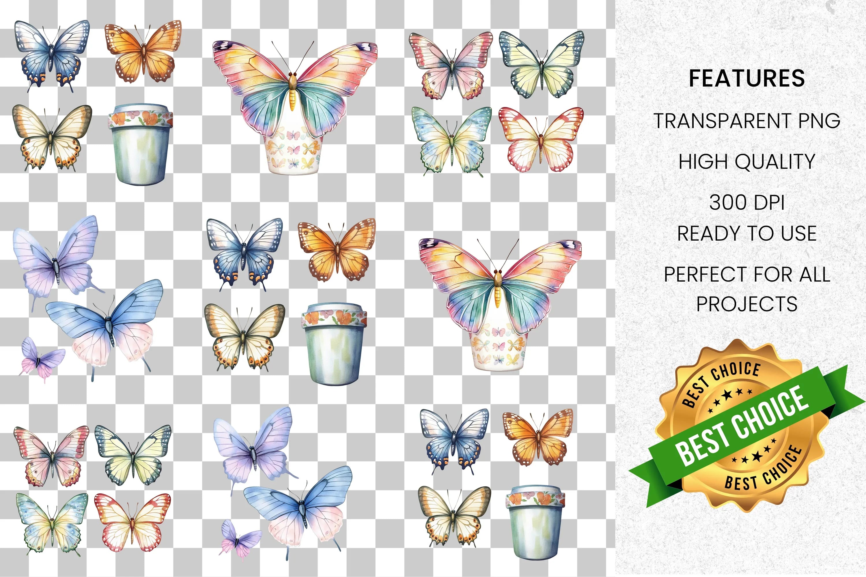 Vibrant Butterfly Clipart Bundle