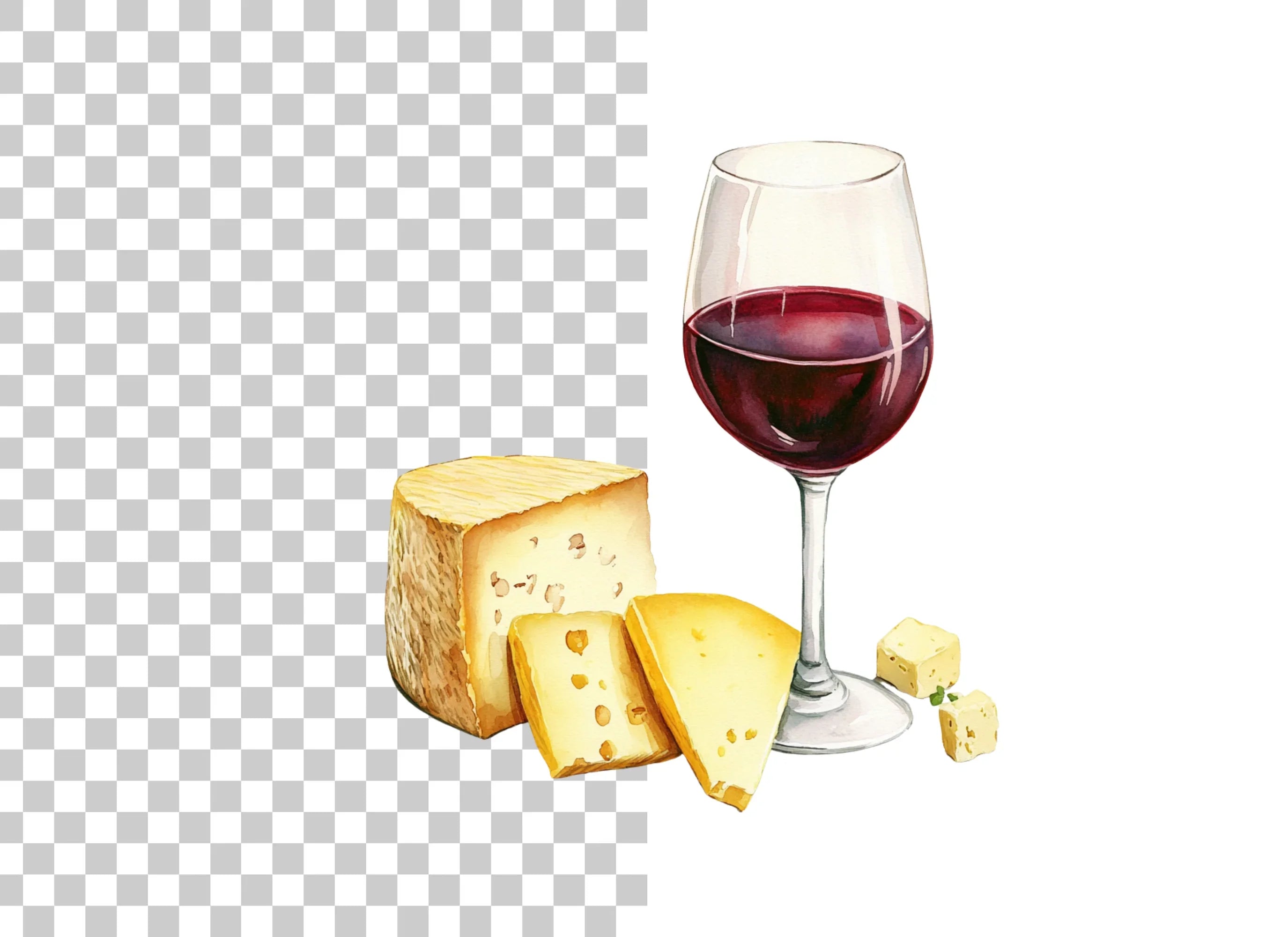 Red Wine and Cheese Delights Clipart Bundle