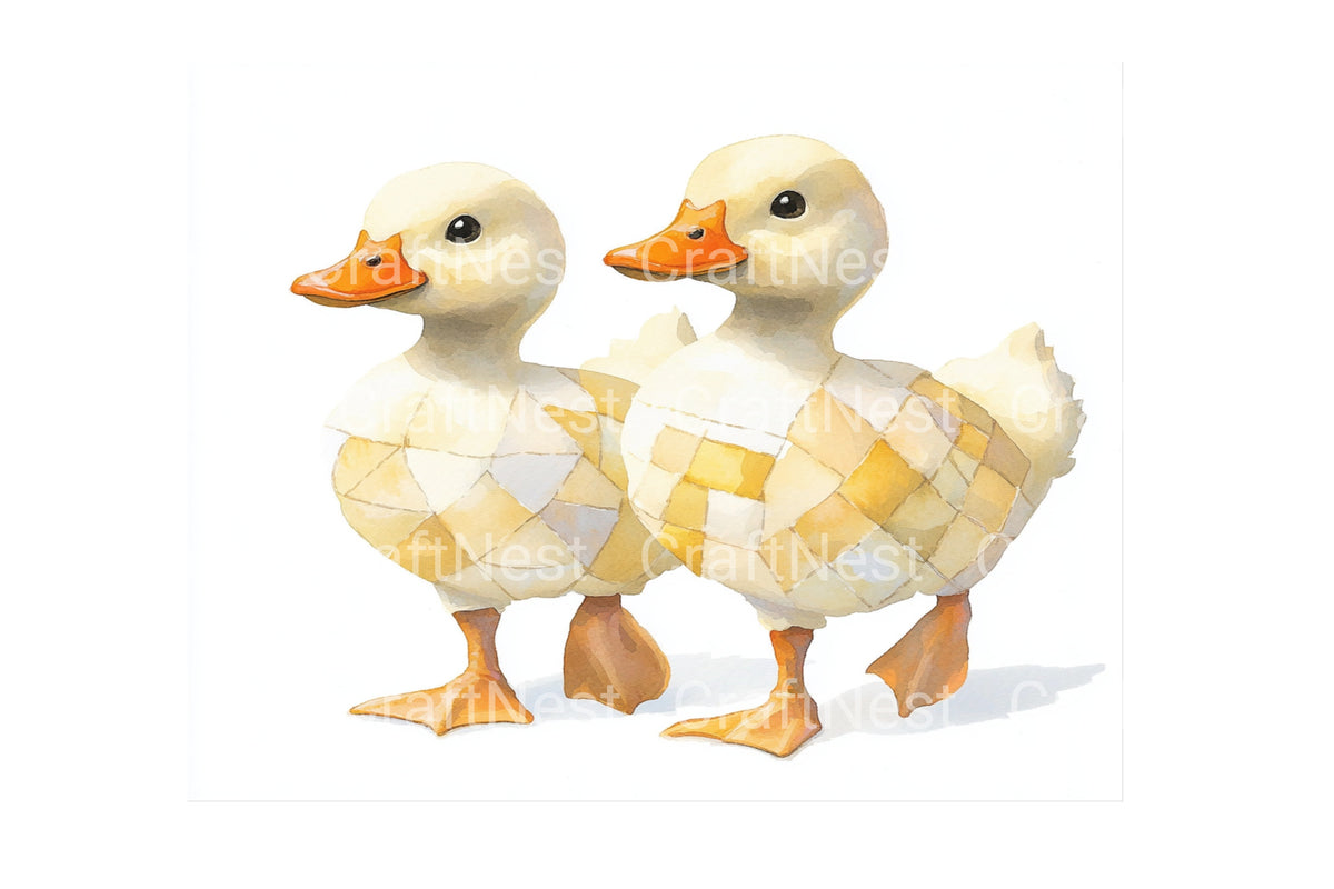 Patchwork Ducklings Clipart Bundle