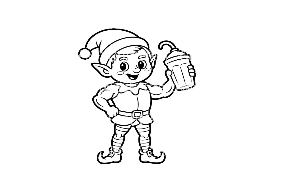 Strong Christmas Elf with Bottle Coloring Books