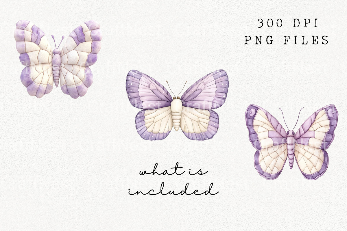 Purple Butterfly Clipart Bundle