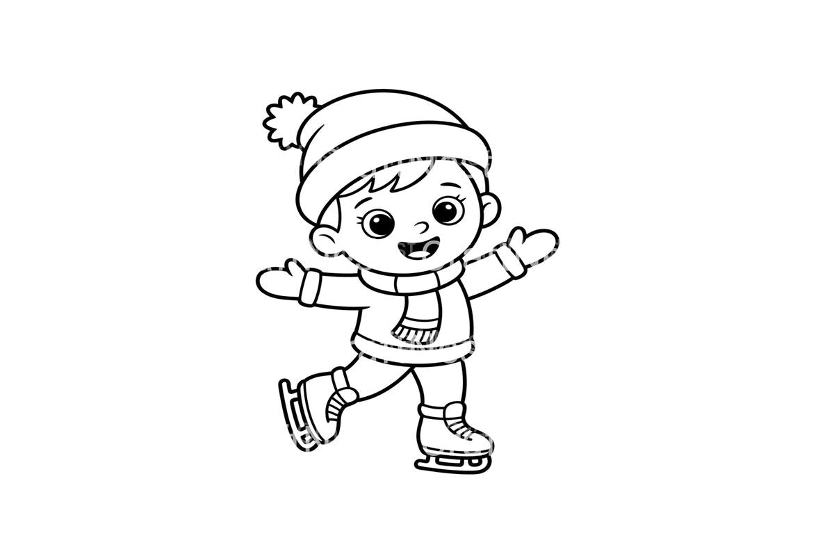 Winter Ice Skating Kids Coloring Books