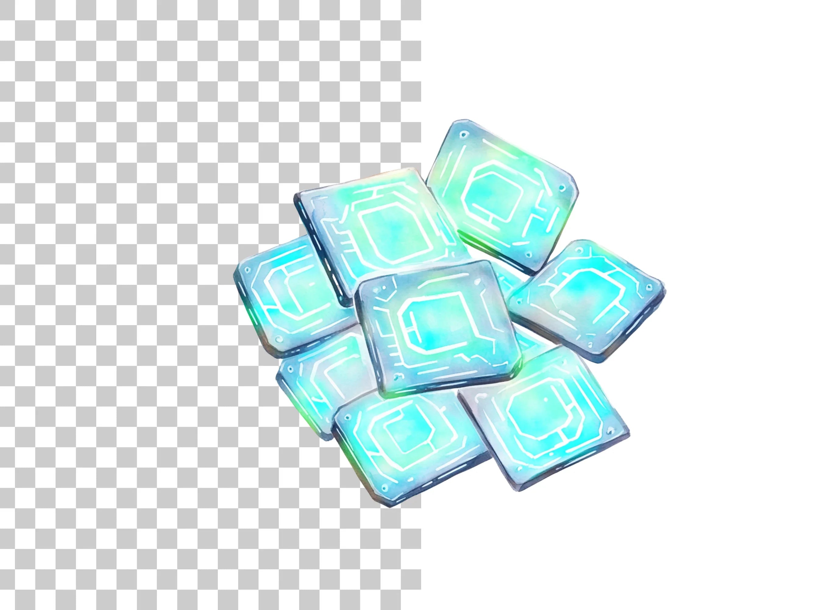 Glowing Tech Chips Clipart Bundle
