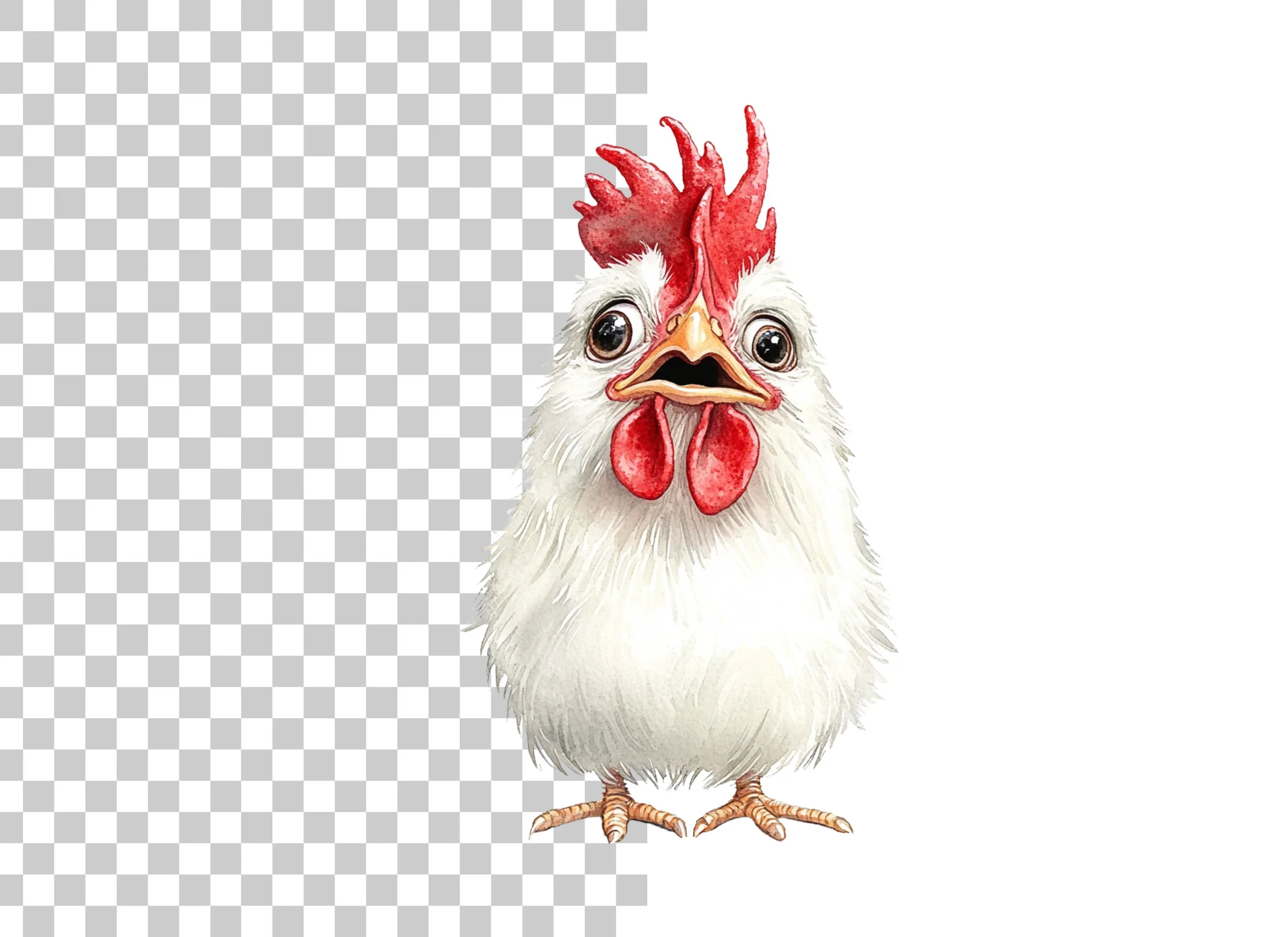 Funny Cartoon Chicken Faces Clipart Bundle