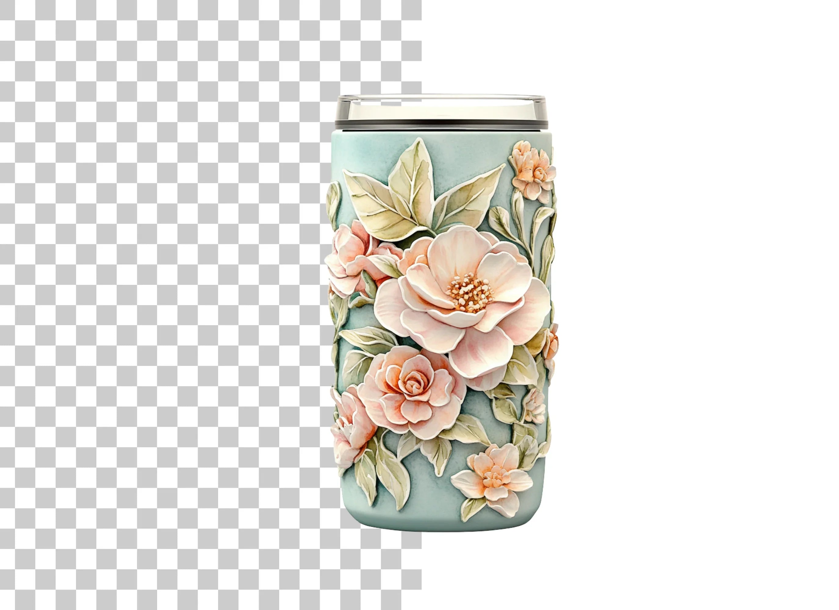 Embossed Floral Tumbler Clipart Bundle
