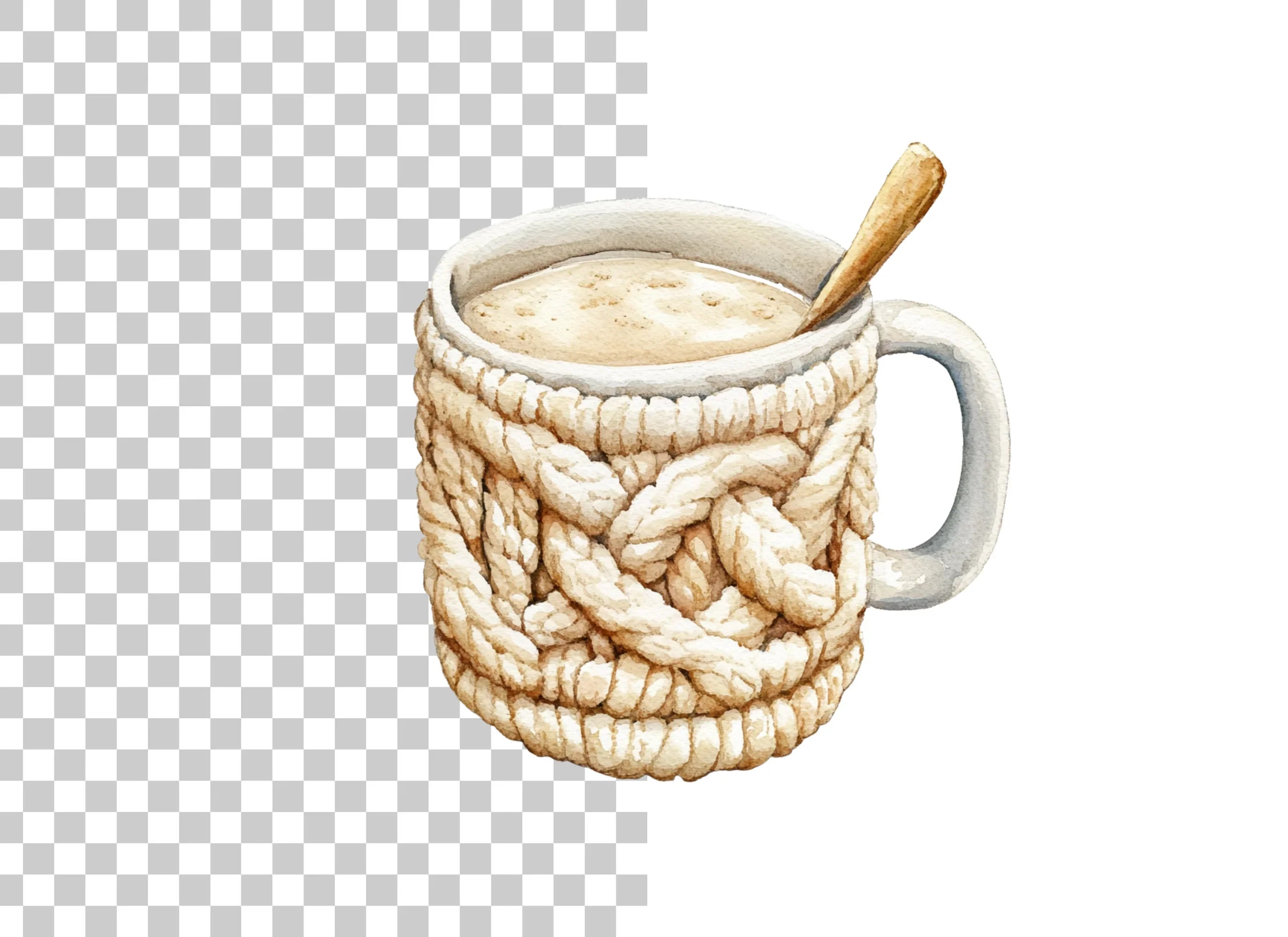 Cozy Knitted Warm Drink Clipart Bundle