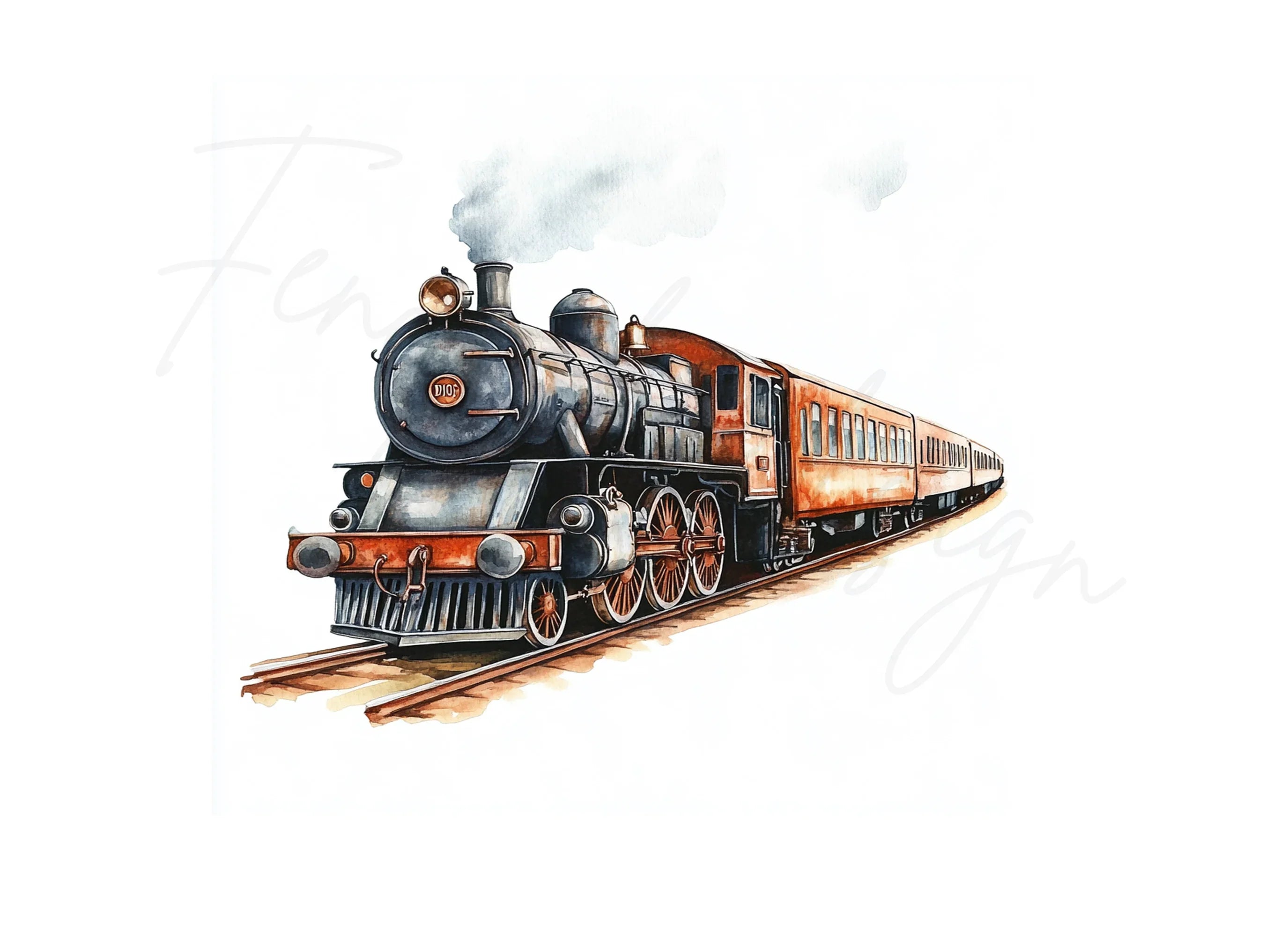 Vintage Steam Train Clipart Bundle