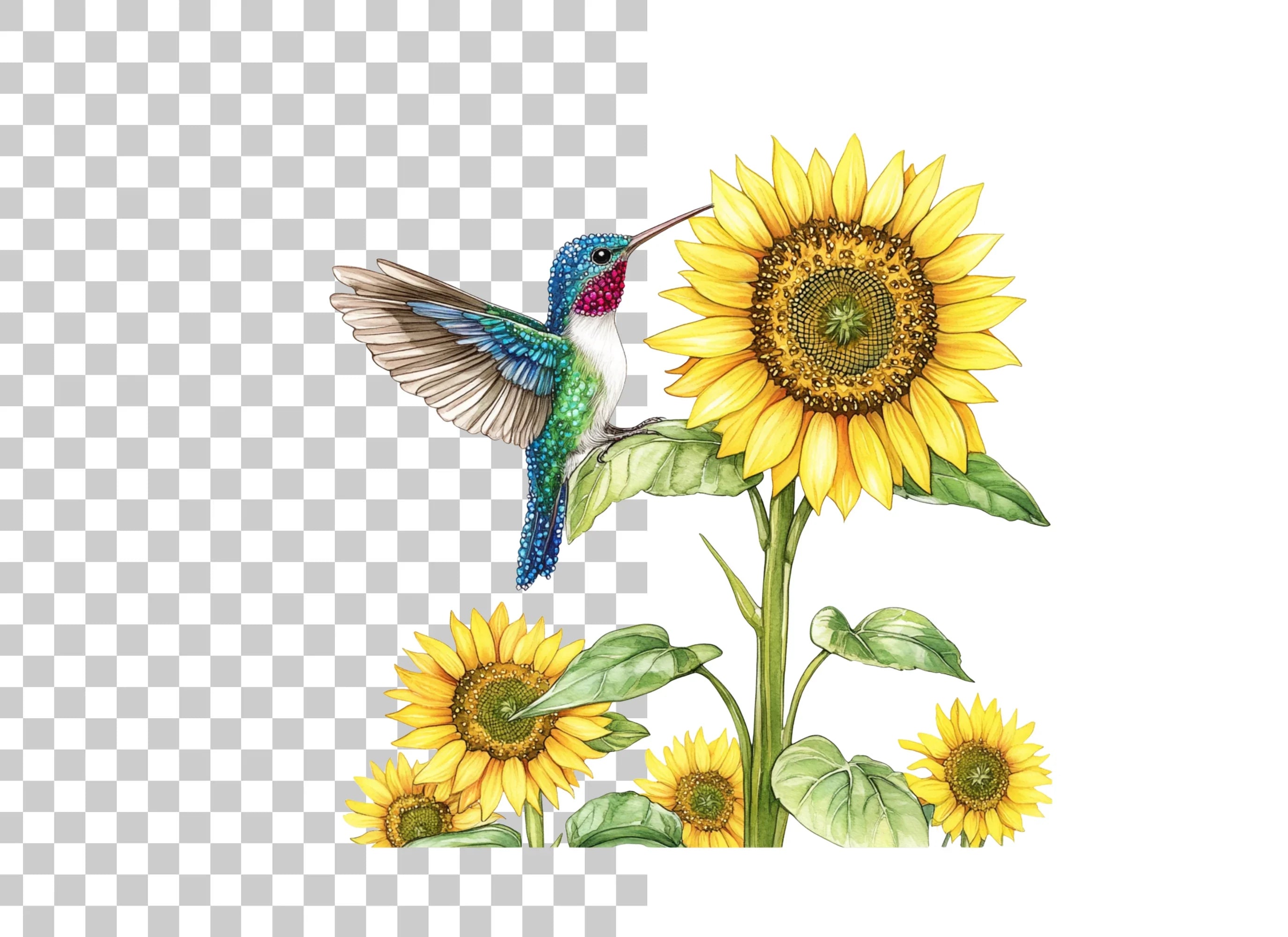 Hummingbird and Sunflower Clipart Bundle