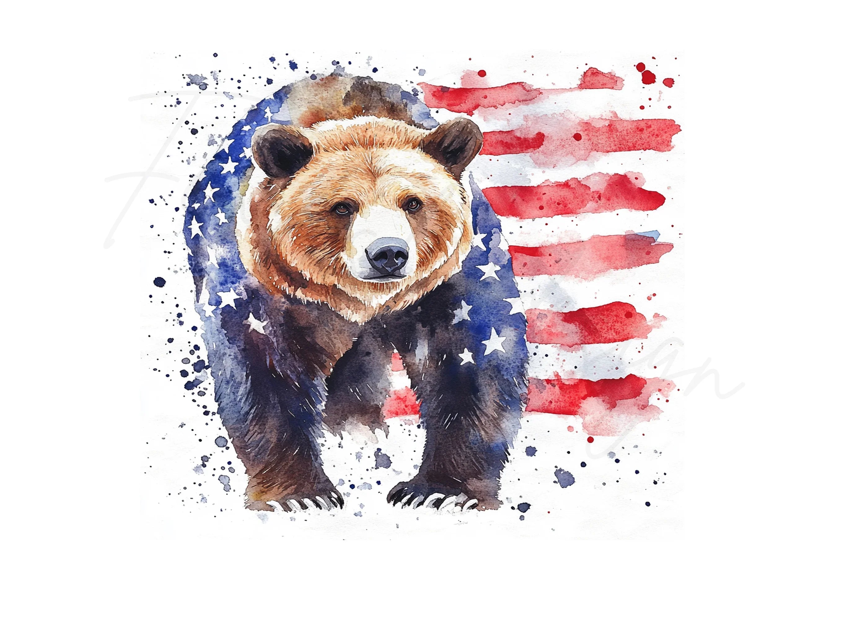American Flag Bear Clipart Bundle