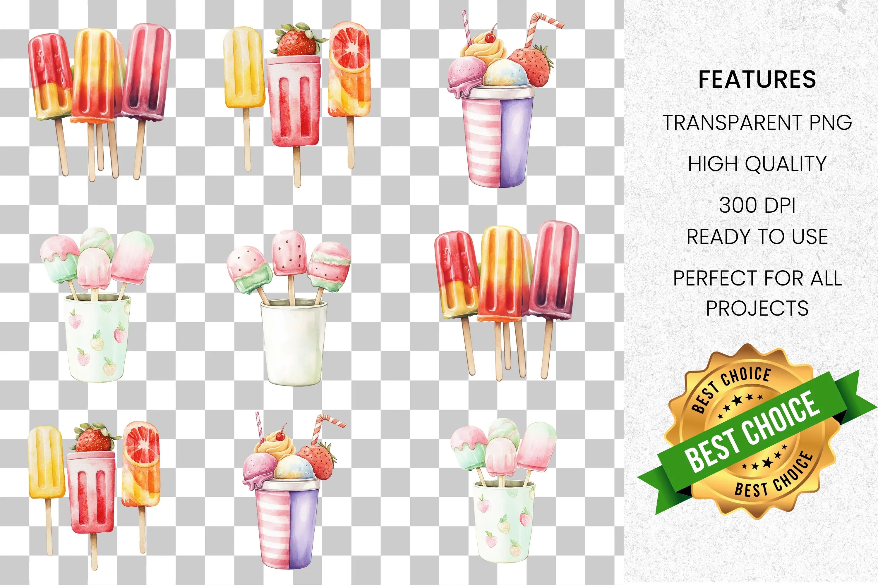 Summer Frozen Treats Clipart Bundle