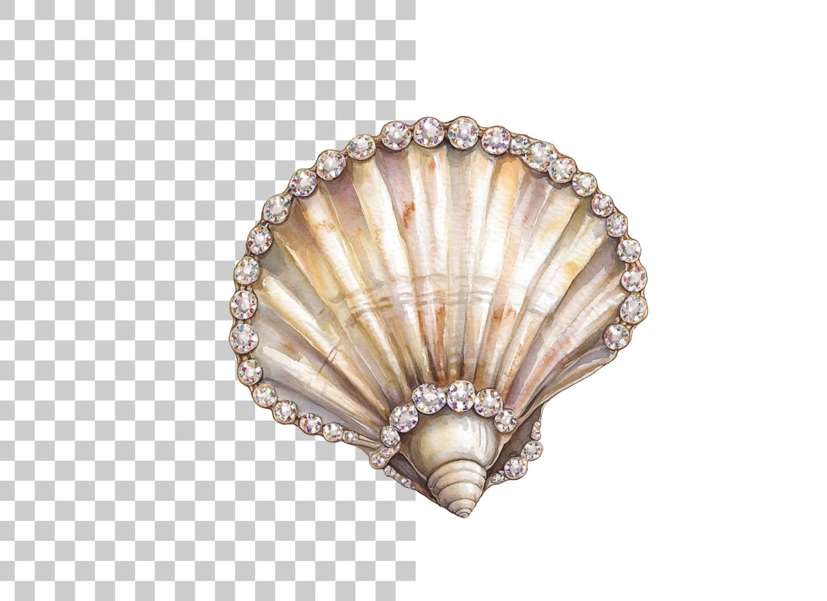 Elegant Diamond Seashell Clipart Bundle