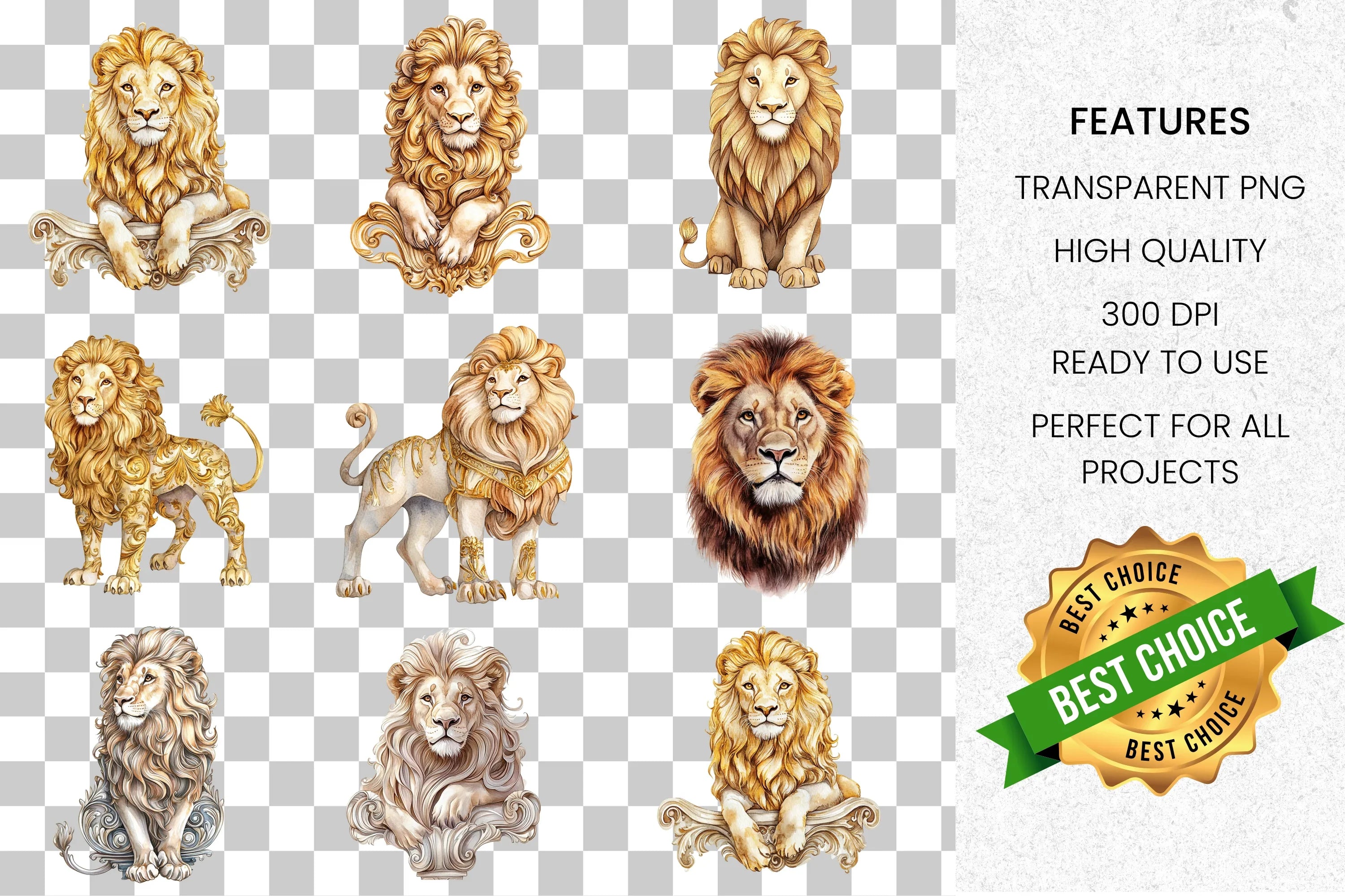 Majestic Lion Clipart Bundle