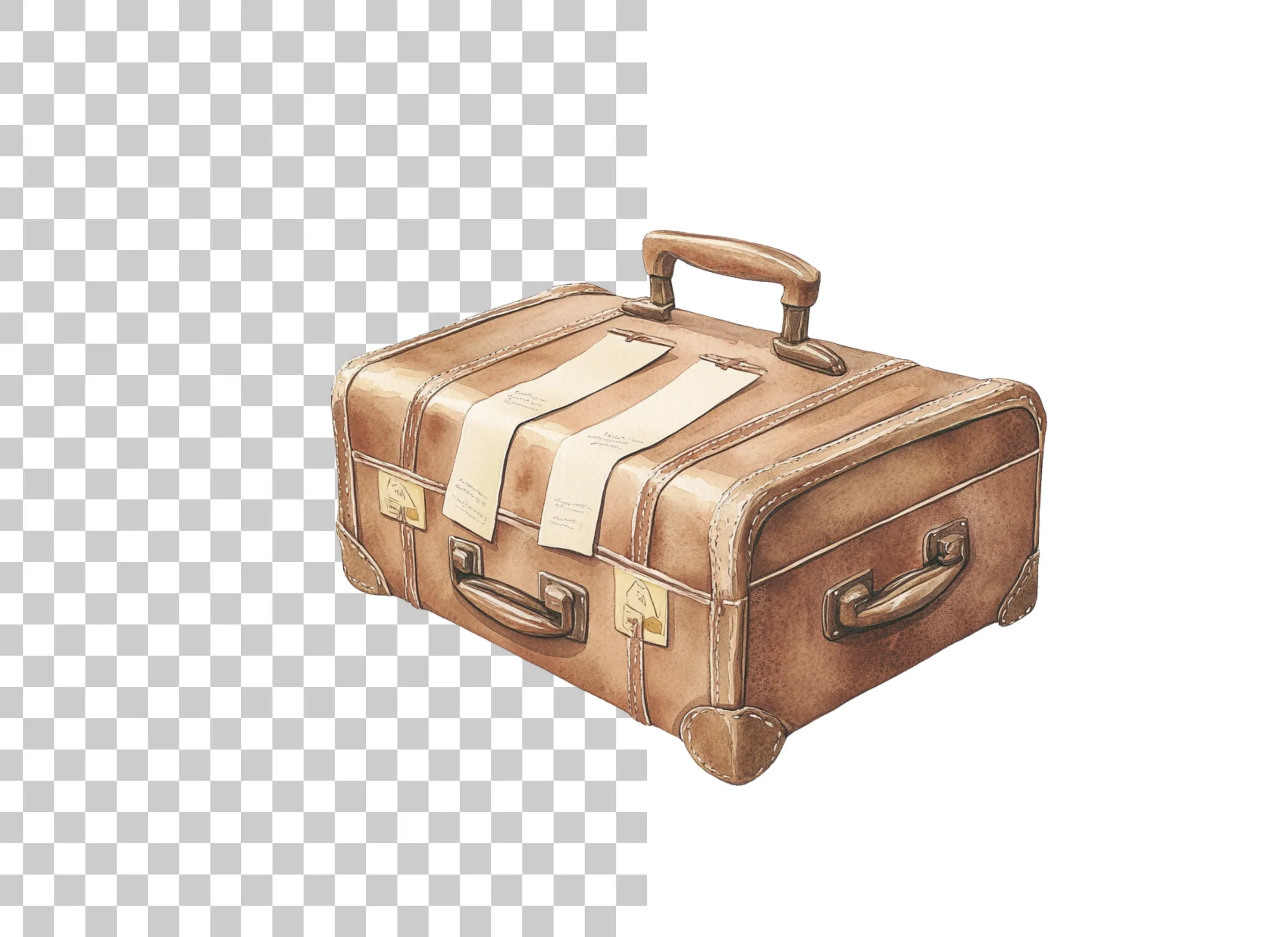 Vintage Travel Suitcases Clipart Bundle