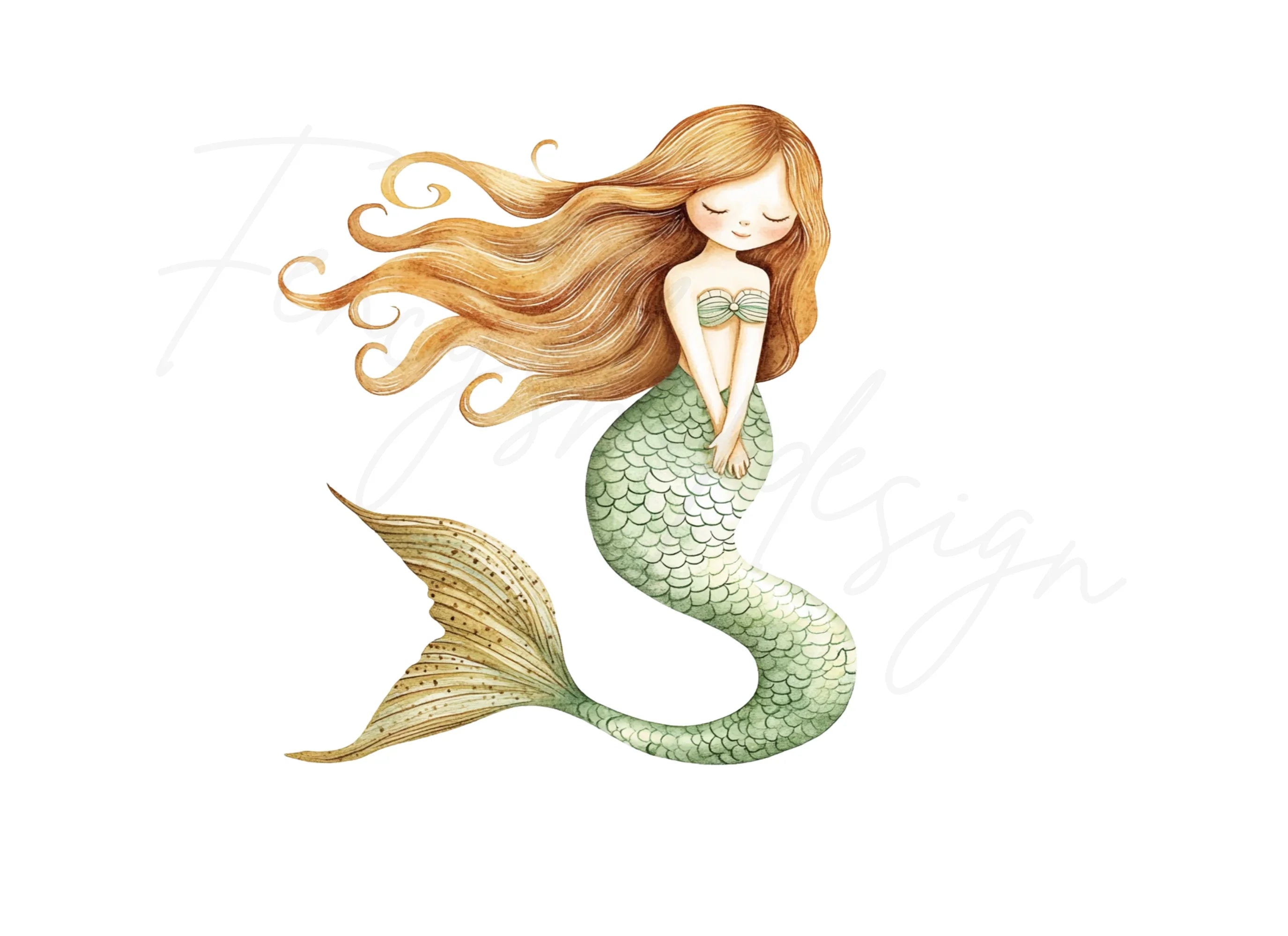 Cute Mermaid Clipart Bundle