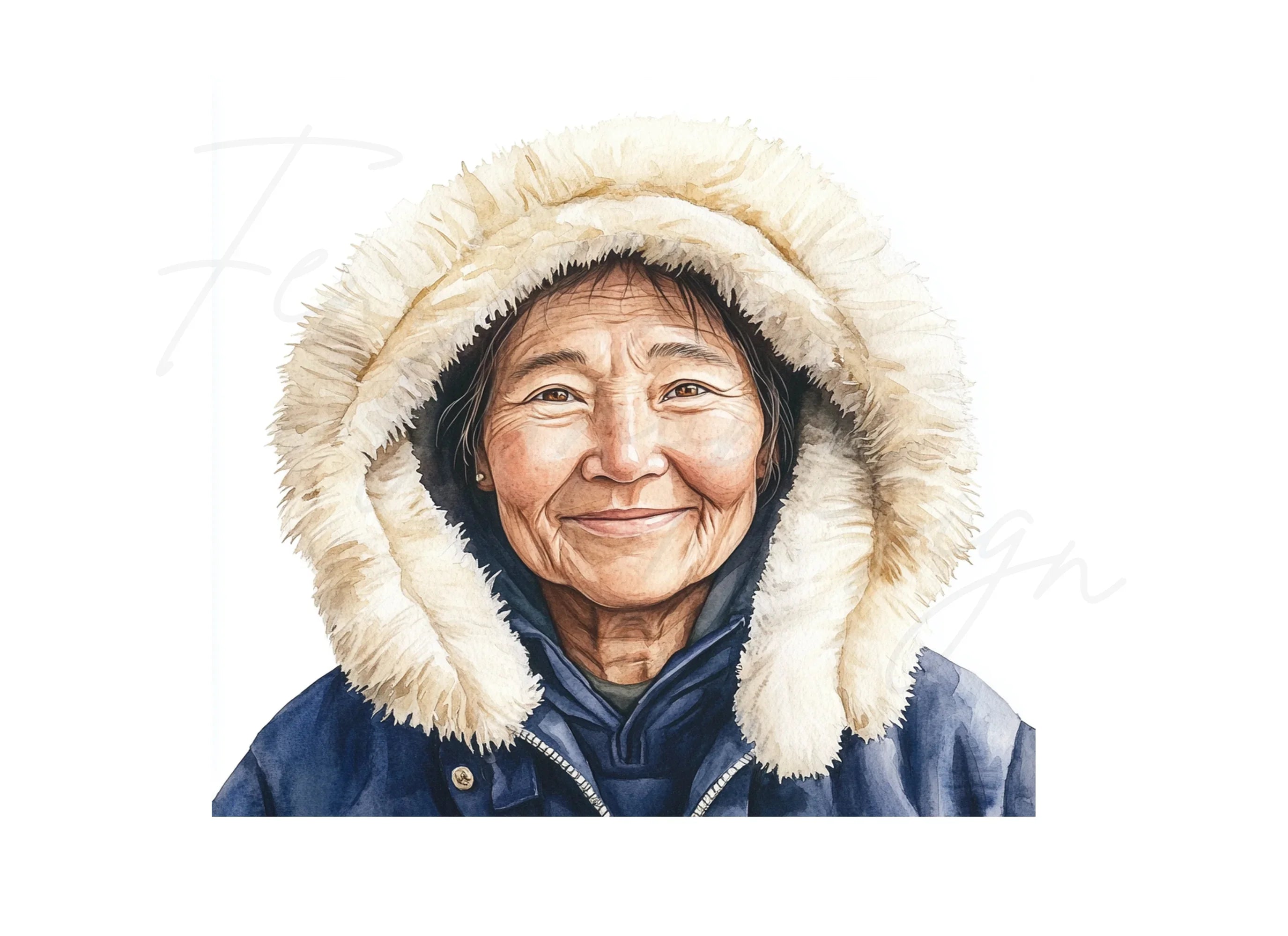 Inuit Elder Portraits Clipart Bundle
