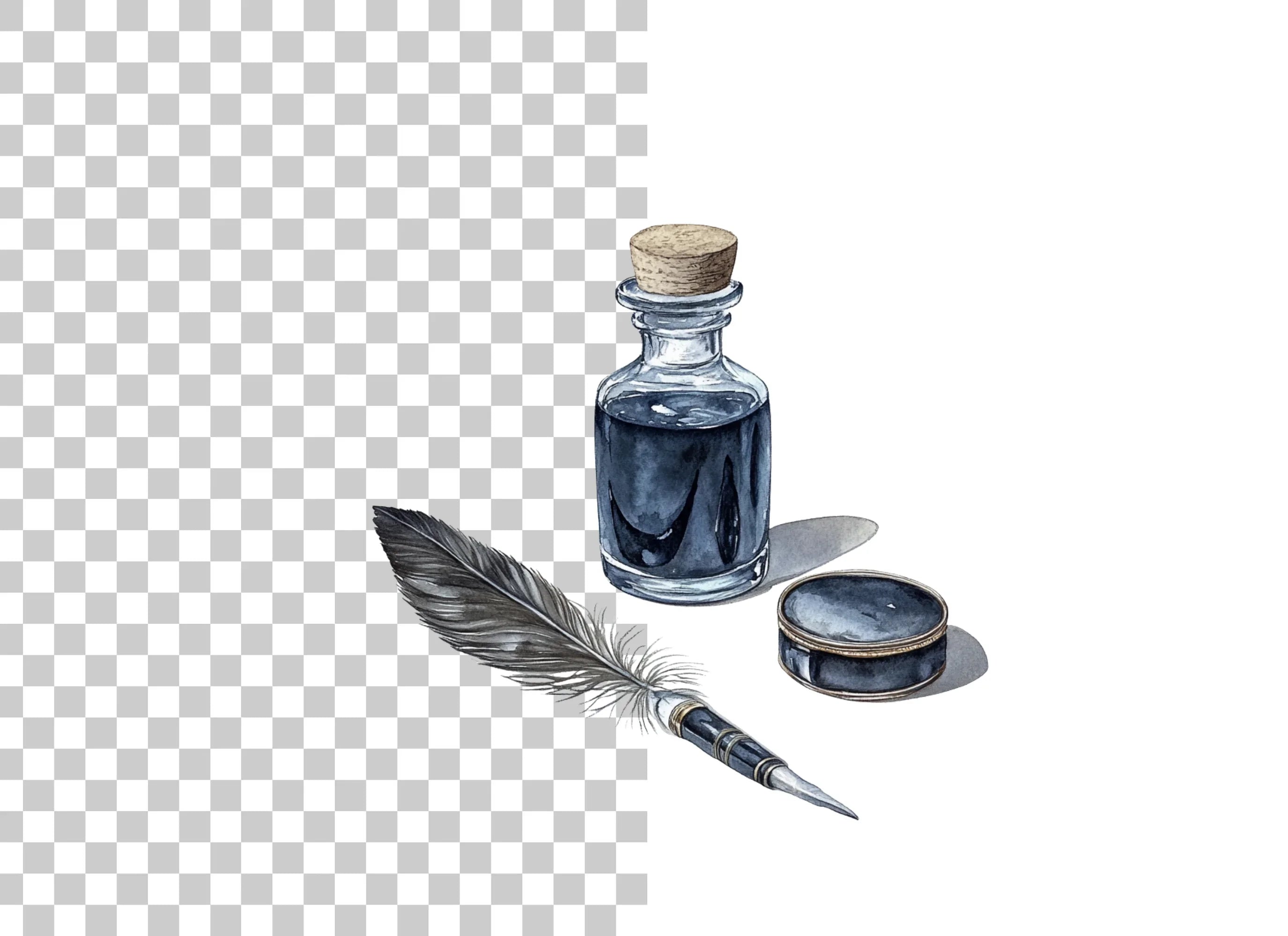 Vintage Inkwell and Quill Pen Clipart Bundle
